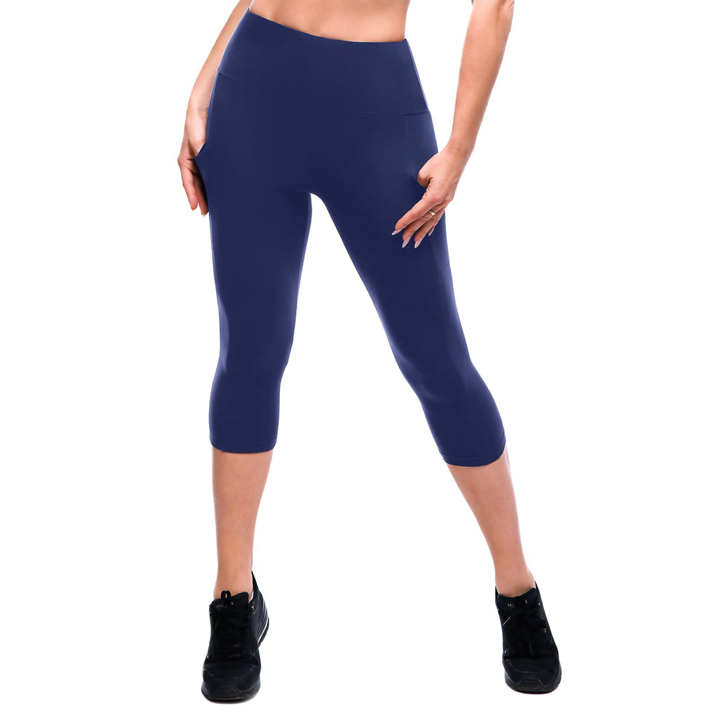 High Waisted Leggings with Pockets Women, Full Length Capri Buttery Soft Stretchy Yoga Pants
