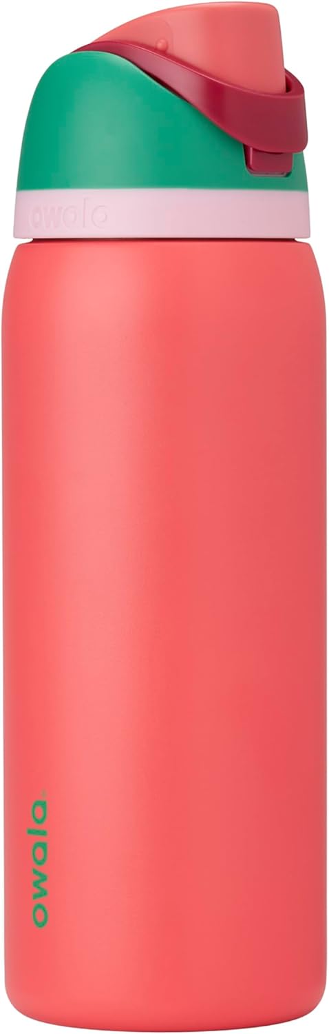 FreeSip Insulated Stainless Steel Water Bottle with Straw, BPA-Free Sports Water Bottle, Great for Travel, 32 Oz, Very, Very Dark