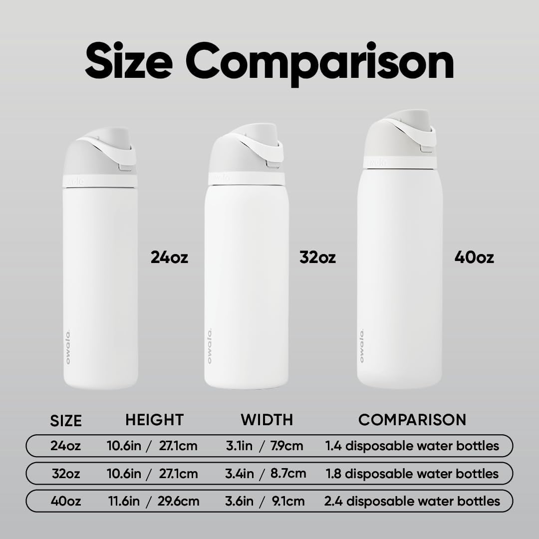 FreeSip Insulated Stainless Steel Water Bottle with Straw, BPA-Free Sports Water Bottle, Great for Travel, 32 Oz, Very, Very Dark