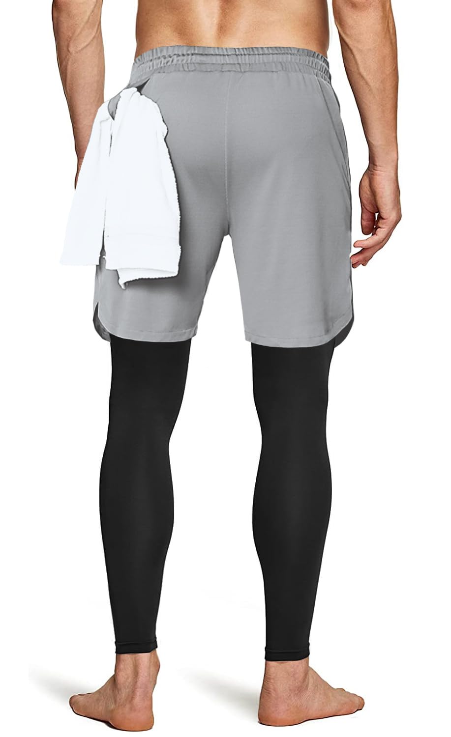 Men's 2 in 1 Running Pants, Gym Workout Compression Pants
