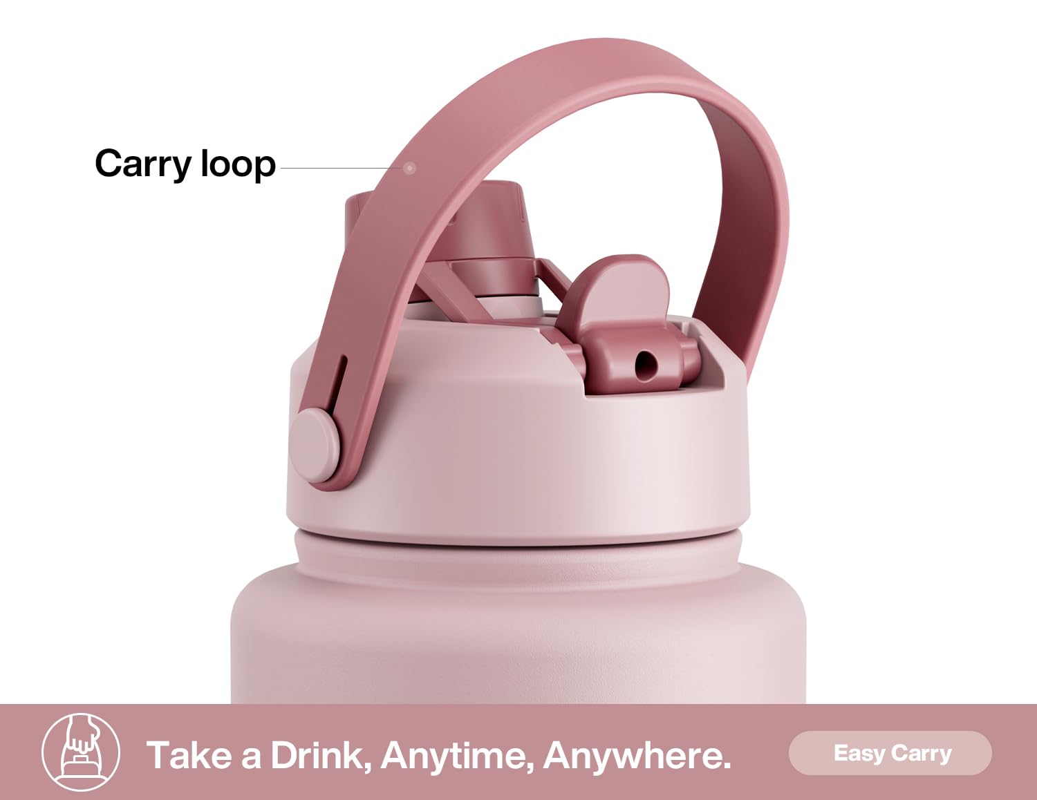 40 oz Insulated Water Bottle with 2-in-1 Straw and Spout Lid (Cotton Candy)