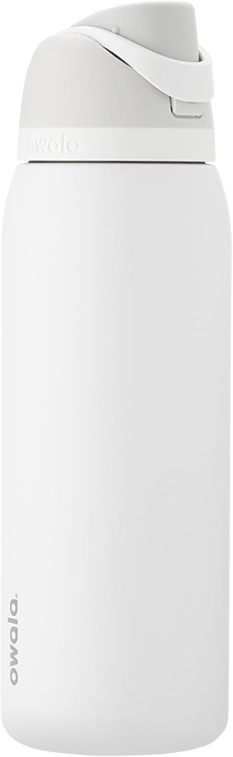FreeSip Insulated Stainless Steel Water Bottle with Straw, BPA-Free Sports Water Bottle, Great for Travel, 32 Oz, Very, Very Dark