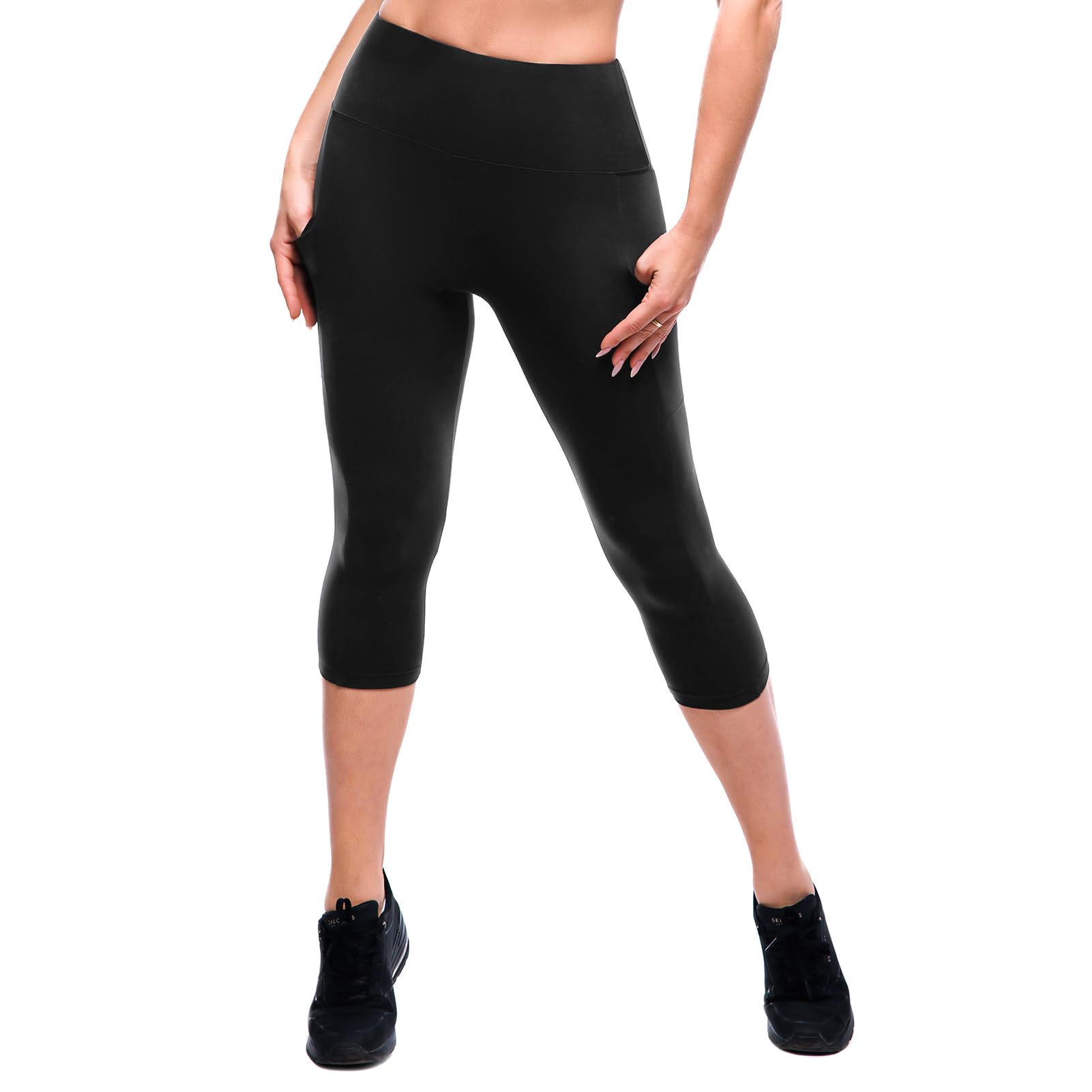 High Waisted Leggings with Pockets Women, Full Length Capri Buttery Soft Stretchy Yoga Pants
