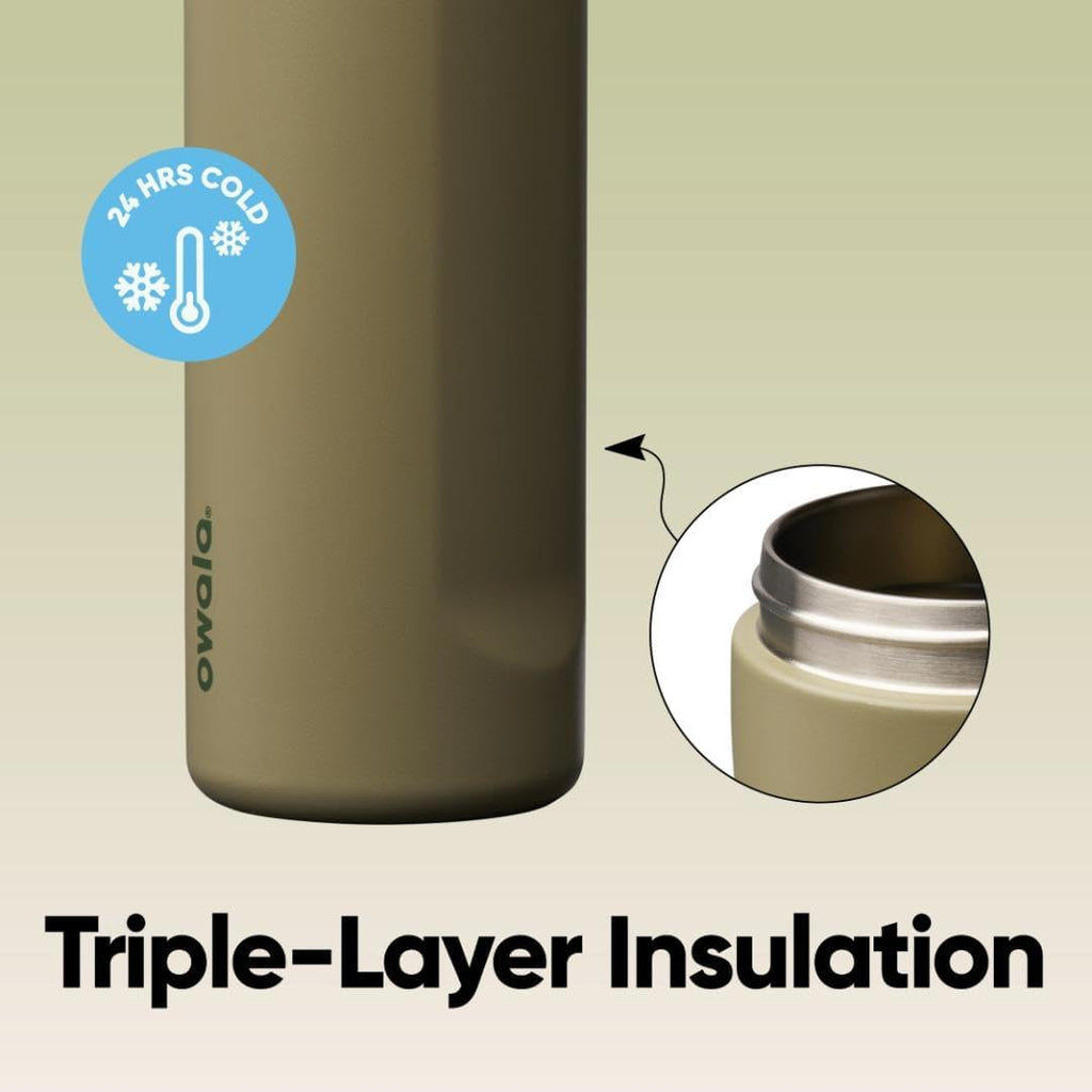 FreeSip Insulated Stainless Steel Water Bottle with Straw, BPA-Free Sports Water Bottle, Great for Travel, 32 Oz, Very, Very Dark