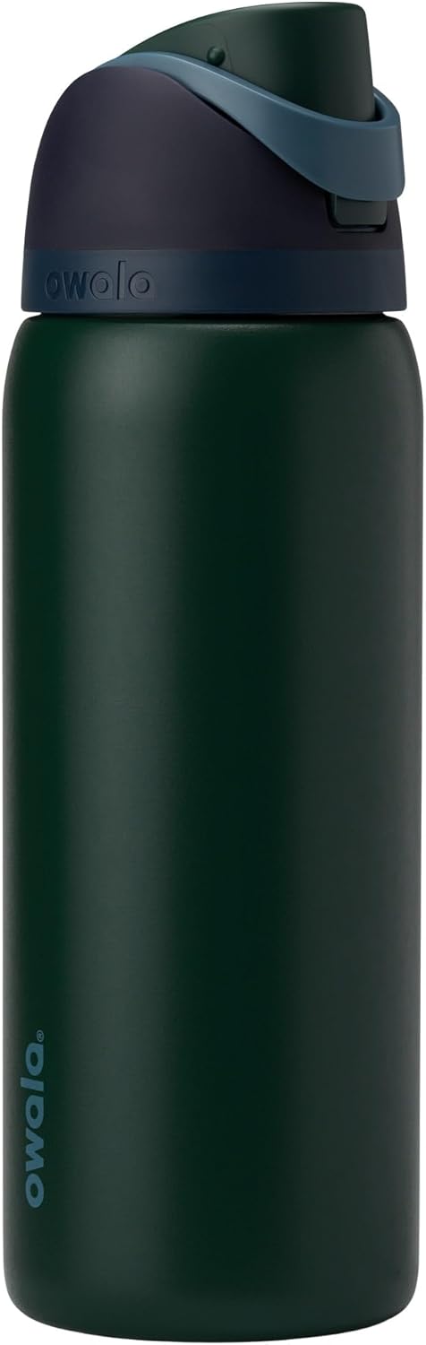 FreeSip Insulated Stainless Steel Water Bottle with Straw, BPA-Free Sports Water Bottle, Great for Travel, 32 Oz, Very, Very Dark