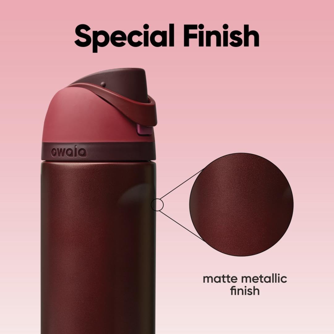 FreeSip Insulated Stainless Steel Water Bottle with Straw, BPA-Free Sports Water Bottle, Great for Travel, 32 Oz, Very, Very Dark