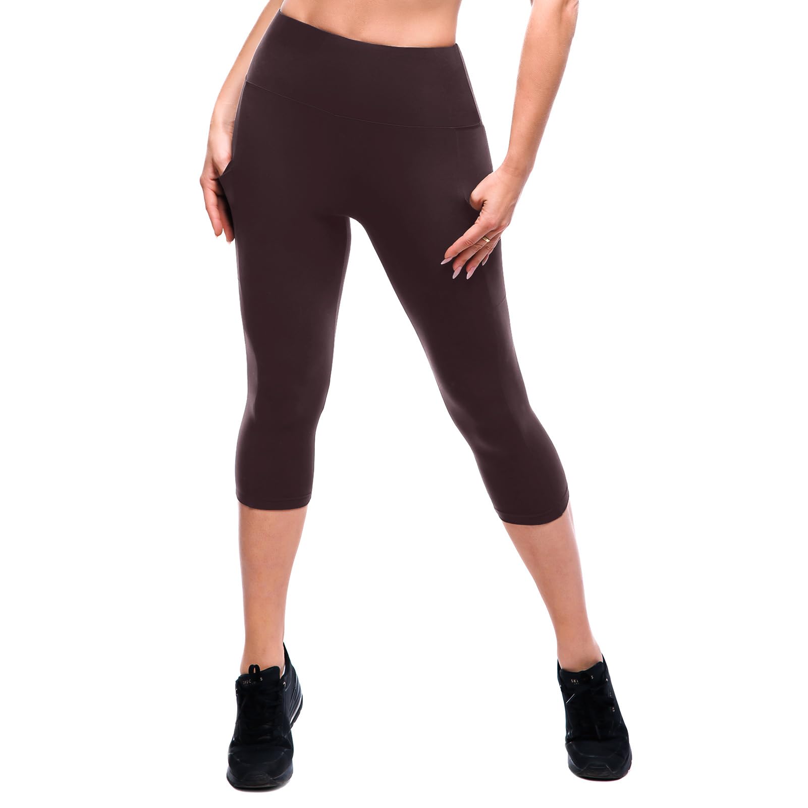 High Waisted Leggings with Pockets Women, Full Length Capri Buttery Soft Stretchy Yoga Pants