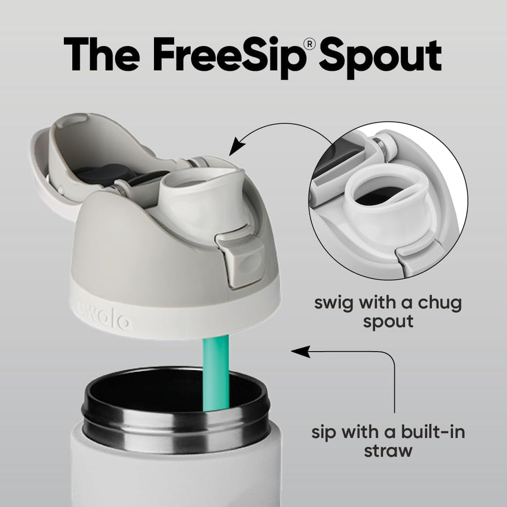 FreeSip Insulated Stainless Steel Water Bottle with Straw, BPA-Free Sports Water Bottle, Great for Travel, 32 Oz, Very, Very Dark
