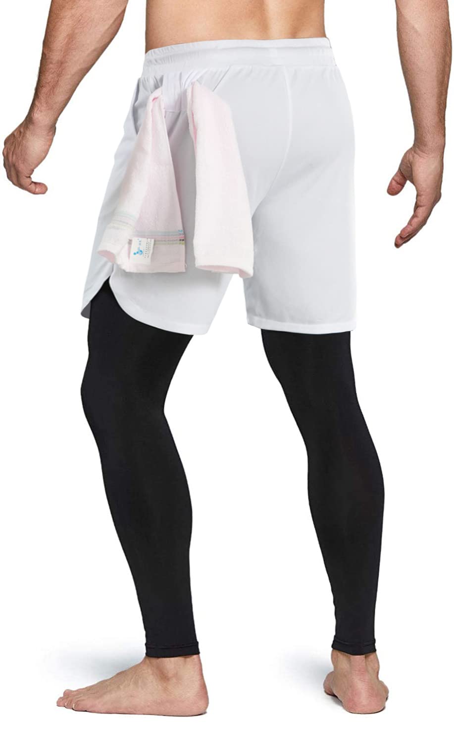 Men's 2 in 1 Running Pants, Gym Workout Compression Pants