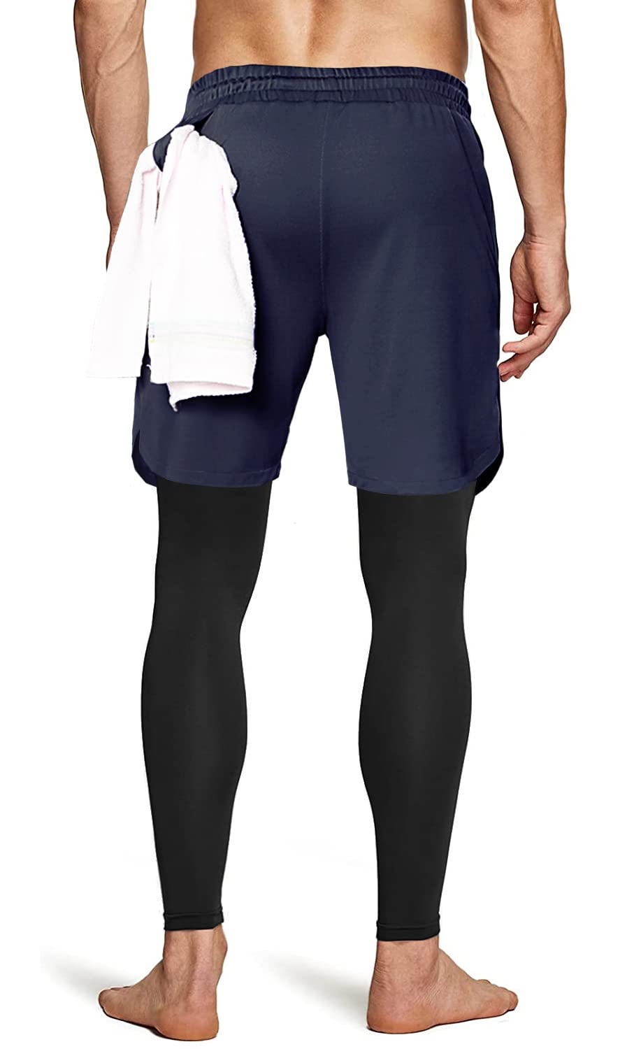 Men's 2 in 1 Running Pants, Gym Workout Compression Pants