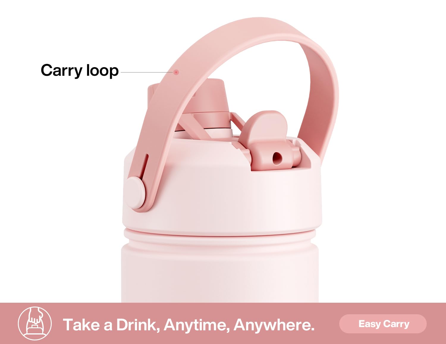 40 oz Insulated Water Bottle with 2-in-1 Straw and Spout Lid (Cotton Candy)