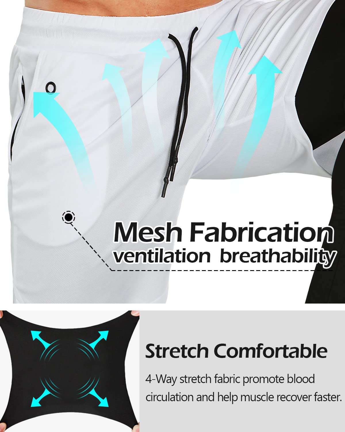 Men's 2 in 1 Running Pants, Gym Workout Compression Pants