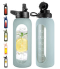 40 oz Glass Water Bottle with Straw and Handle