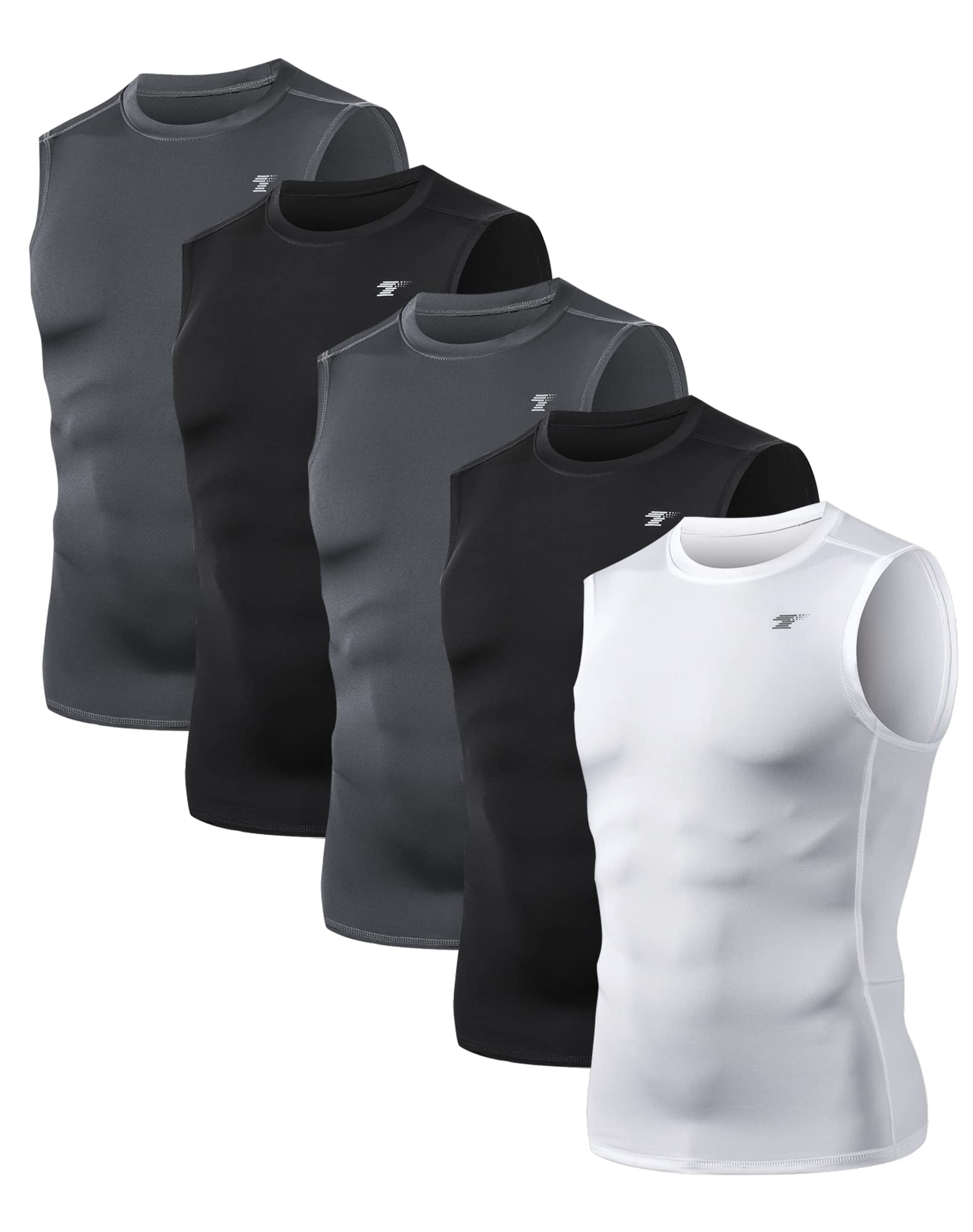5 Pack Men's Athletic Compression Shirts Sleeveless Workout Tank Top