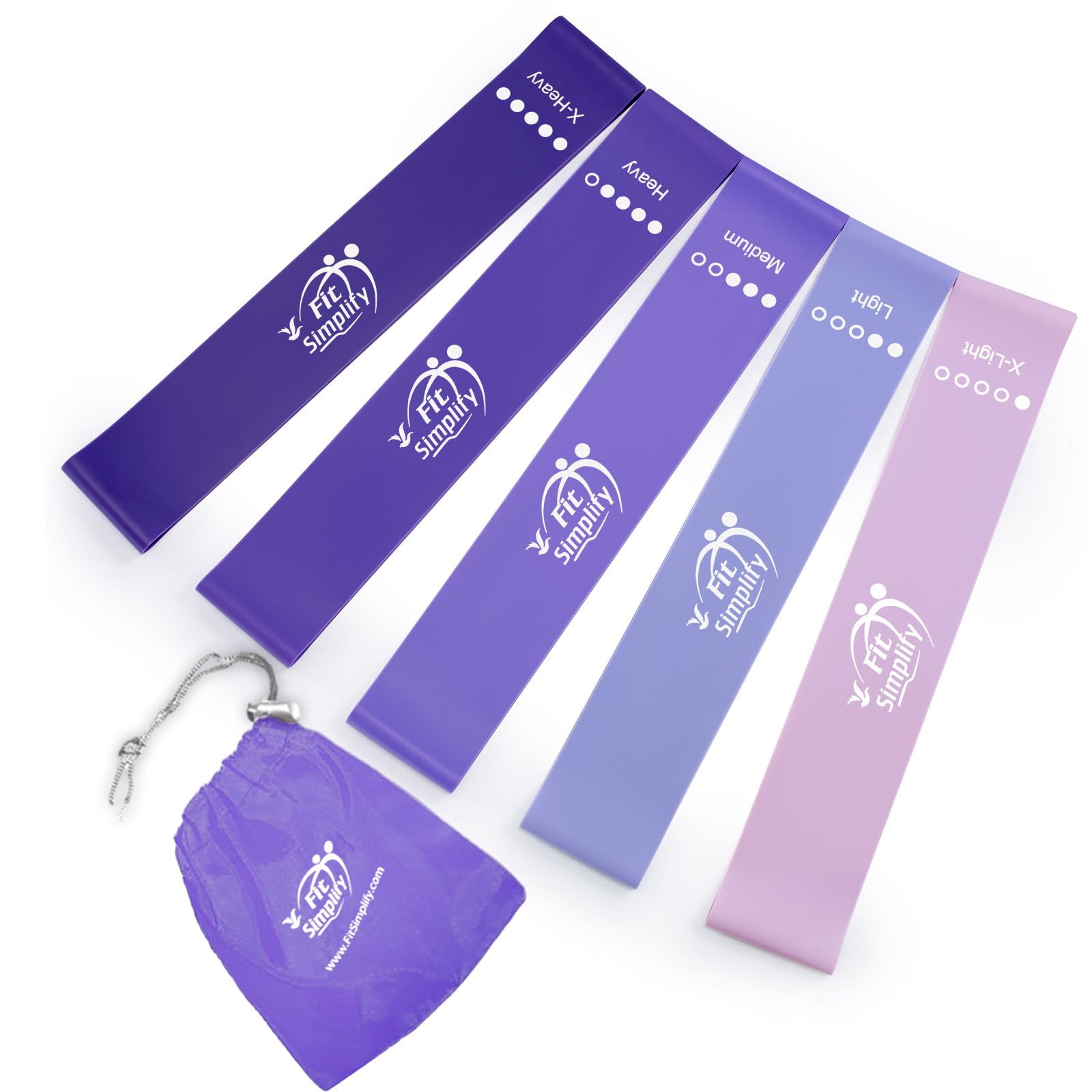 Resistance Loop Exercise Bands with Instruction Guide and Carry Bag, Set of 5