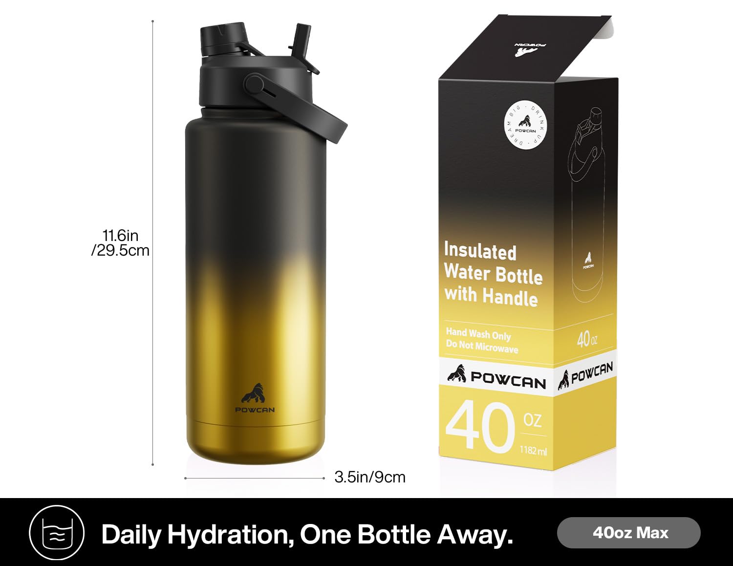 40 oz Insulated Water Bottle with 2-in-1 Straw and Spout Lid (Cotton Candy)