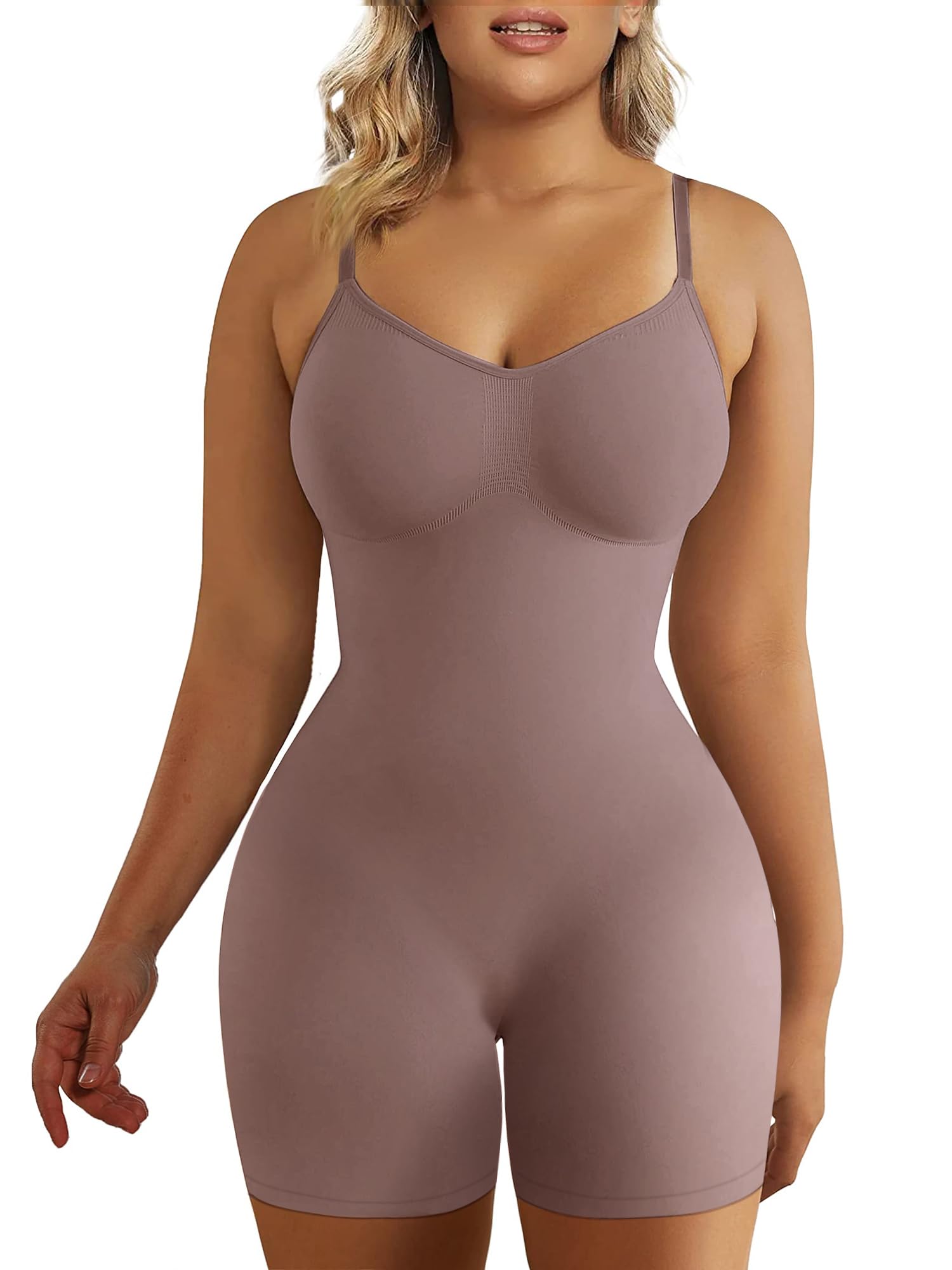 Women Tummy Control Bodysuit Mid Thigh Body Shaper Shorts for a Lifted Look