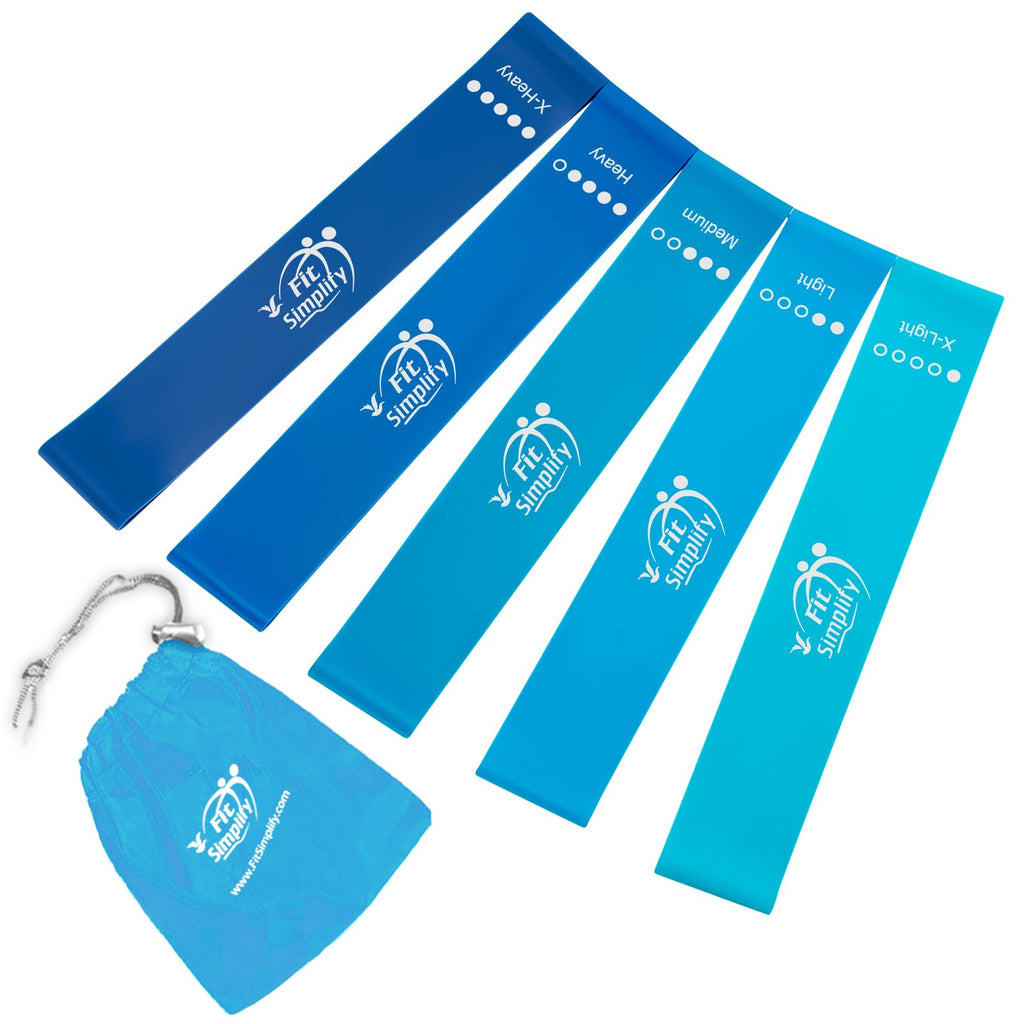 Resistance Loop Exercise Bands with Instruction Guide and Carry Bag, Set of 5
