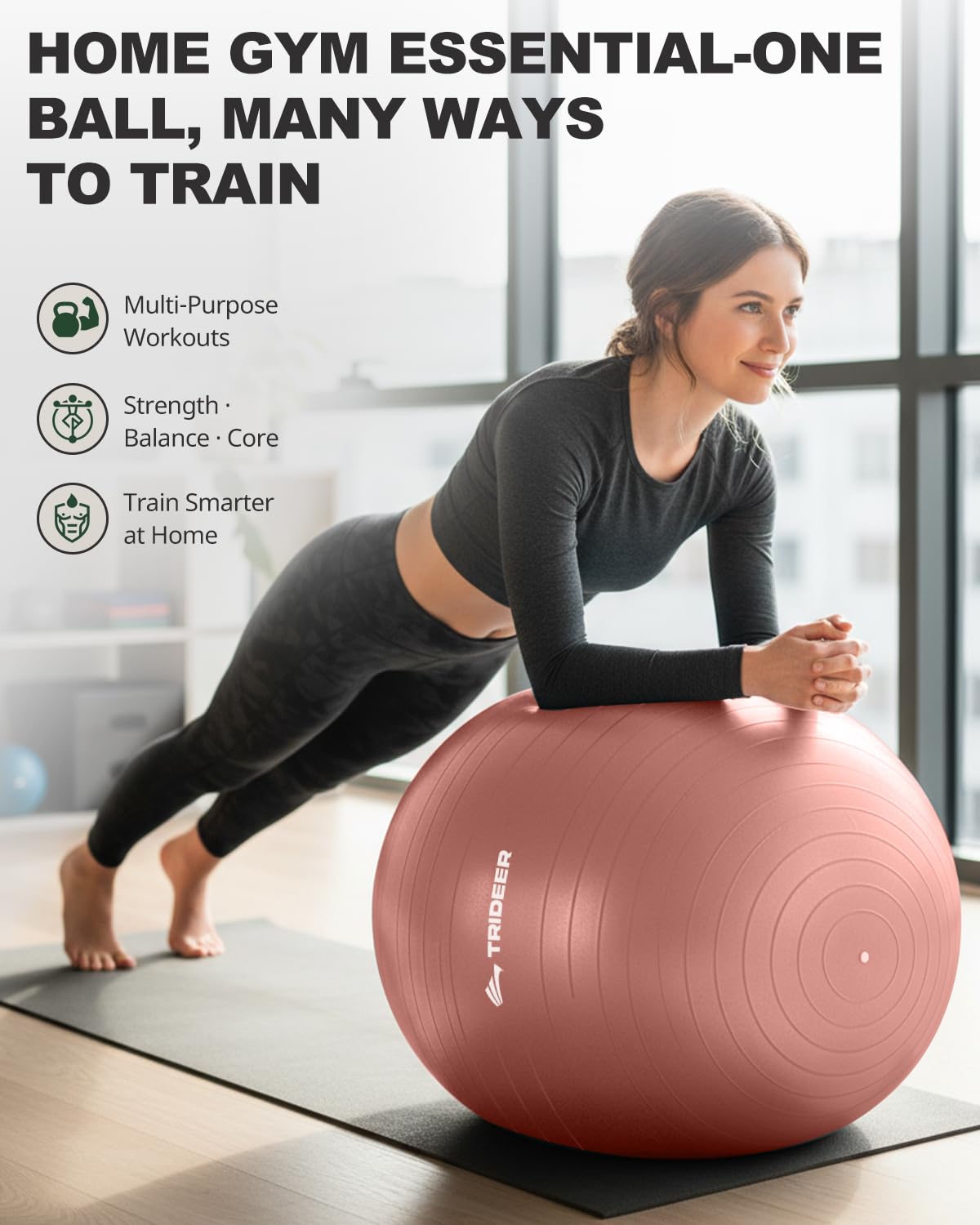 Exercise Ball for Yoga, Pilates & Fitness – Stability Ball Equipment for Home Gym & Office