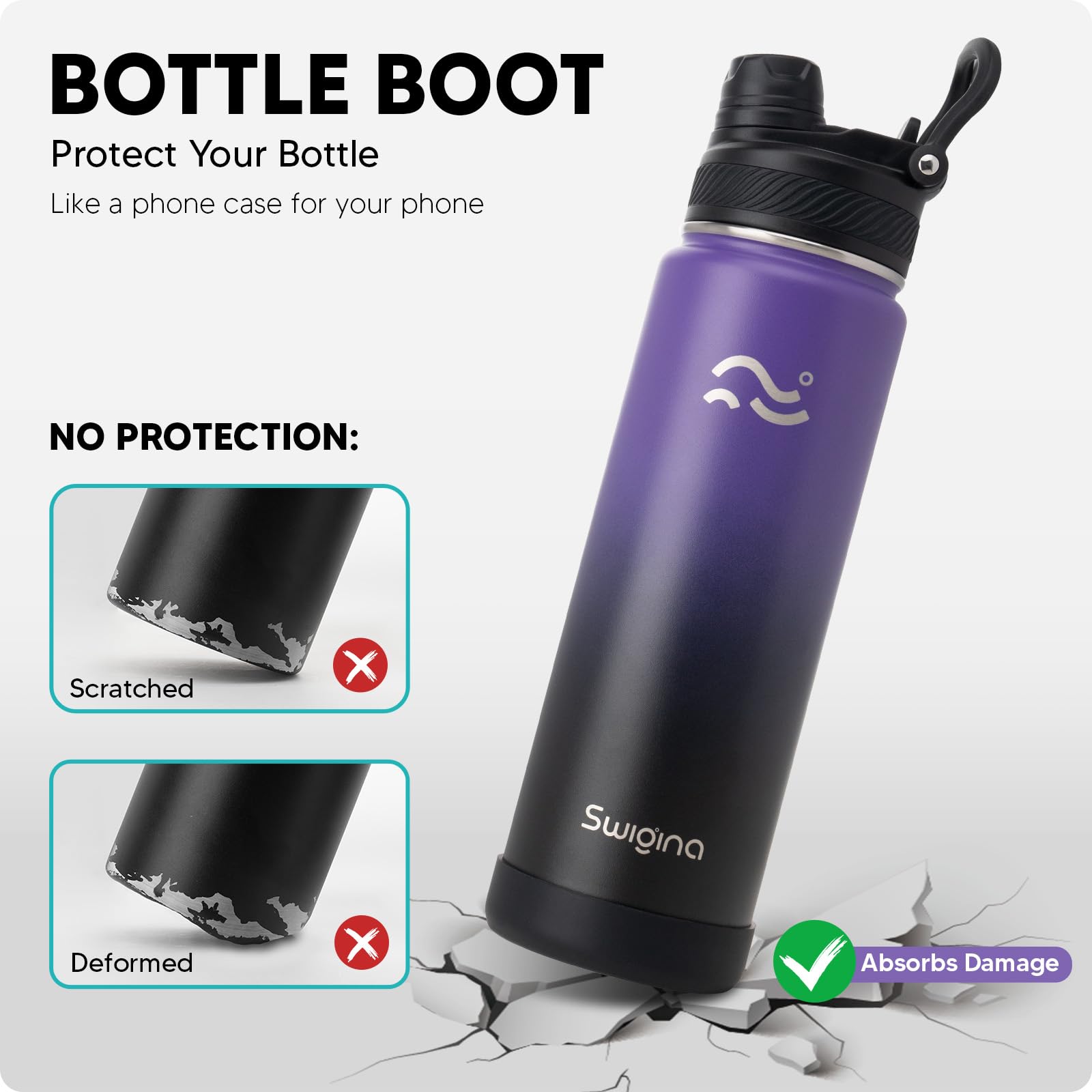 Insulated Water Bottle with Silicone Boot (36hrs Cold/18hrs Hot)