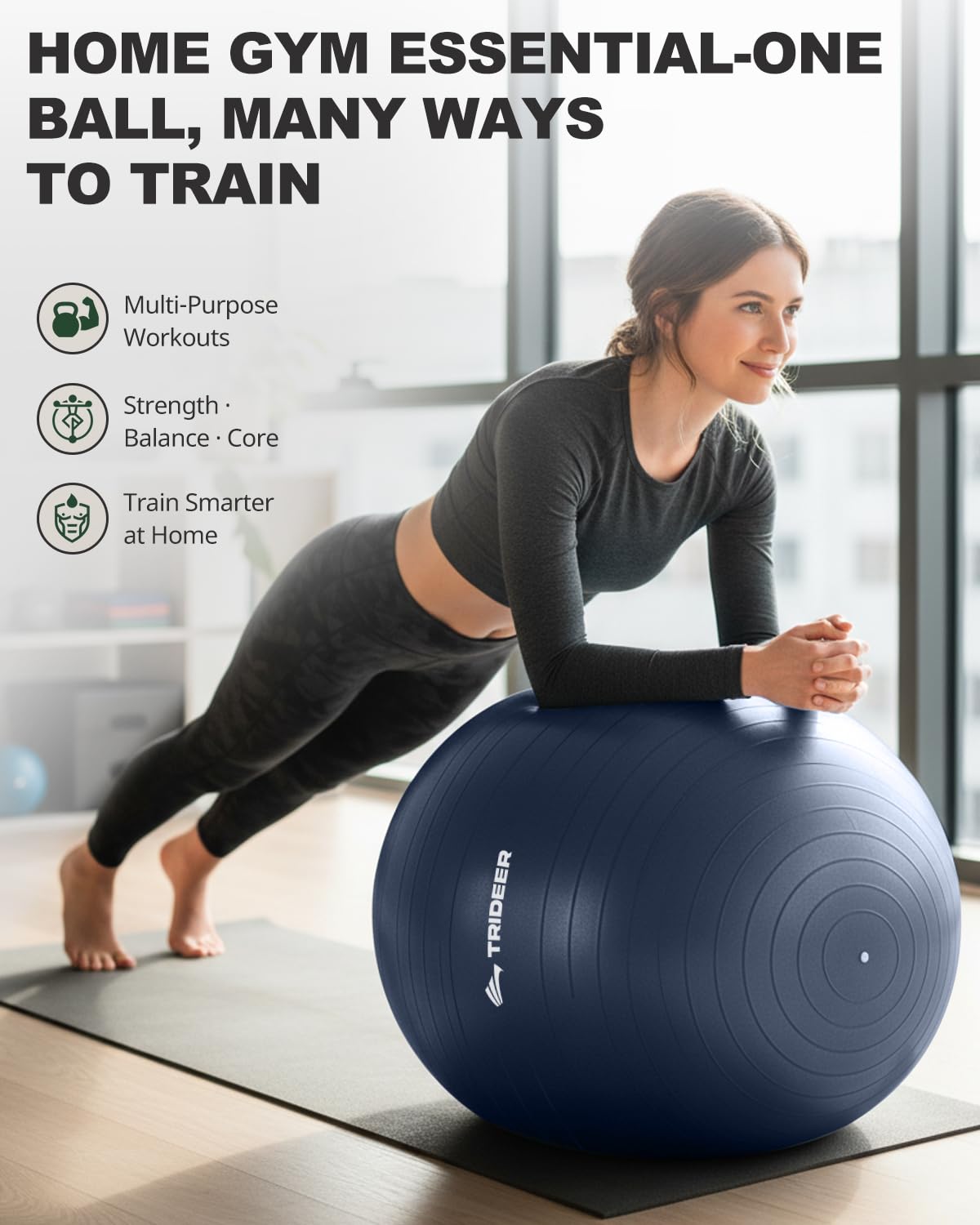Exercise Ball for Yoga, Pilates & Fitness – Stability Ball Equipment for Home Gym & Office