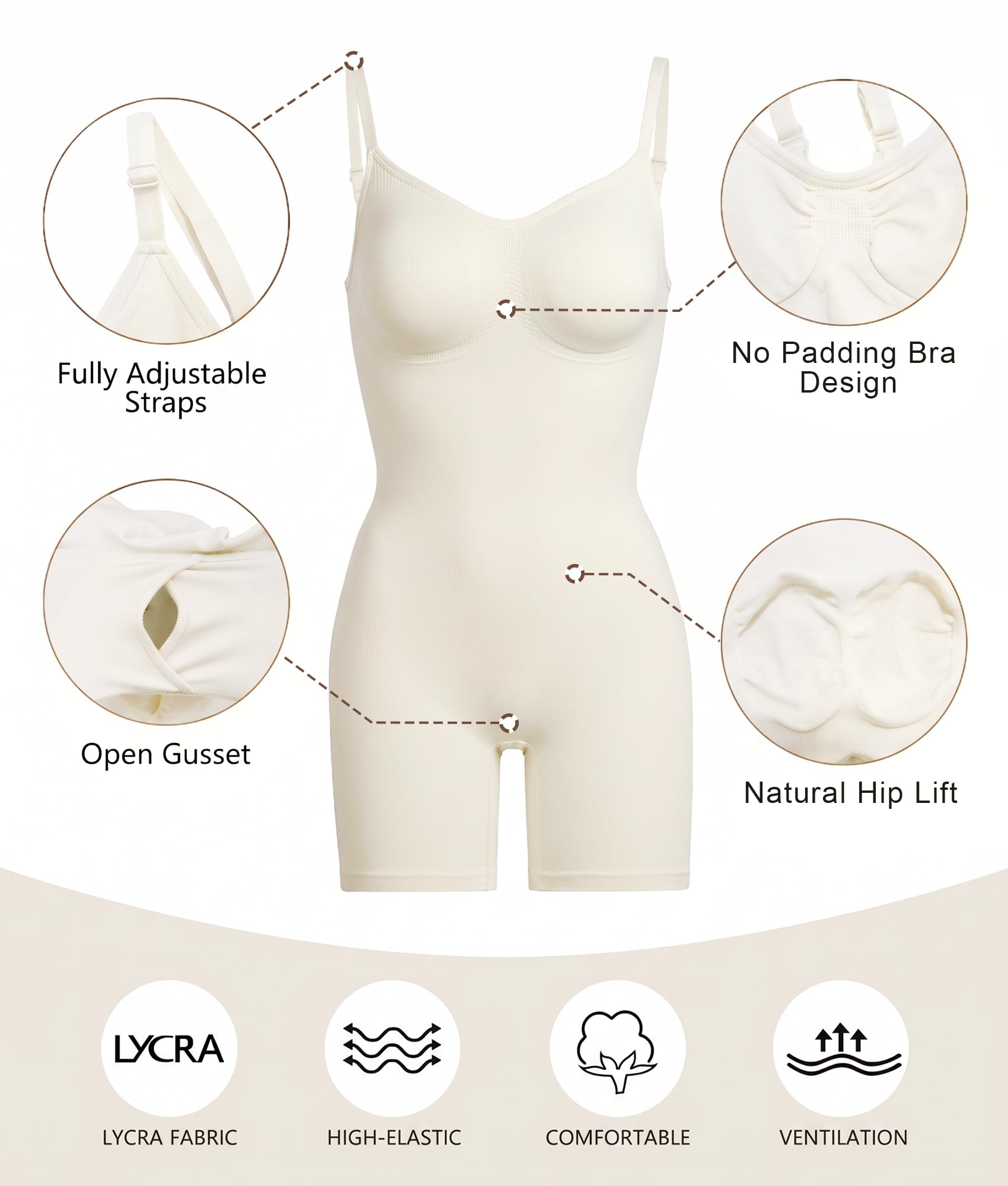 Women Tummy Control Bodysuit Mid Thigh Body Shaper Shorts for a Lifted Look