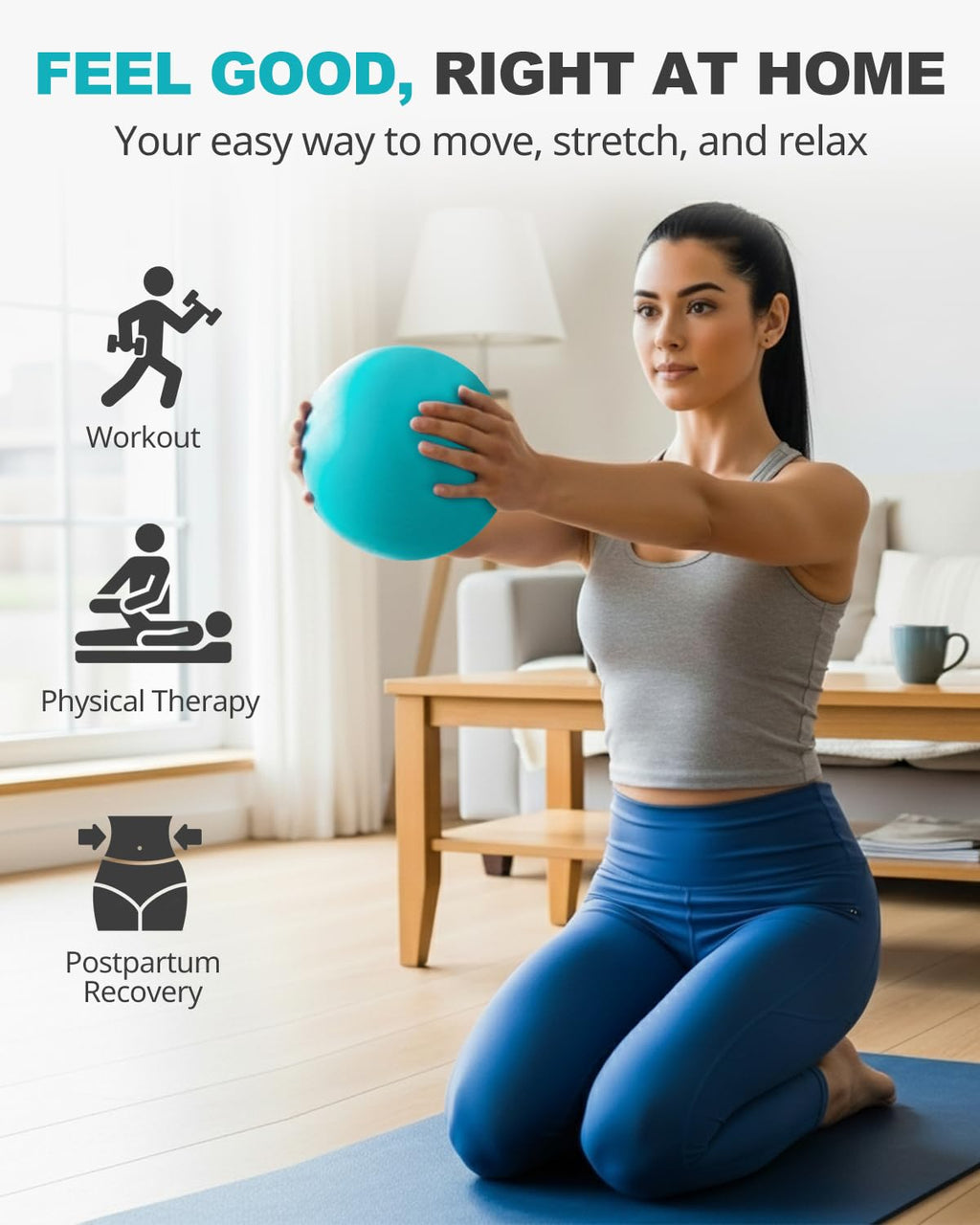 Exercise Ball for Yoga, Pilates & Fitness – Stability Ball Equipment for Home Gym & Office