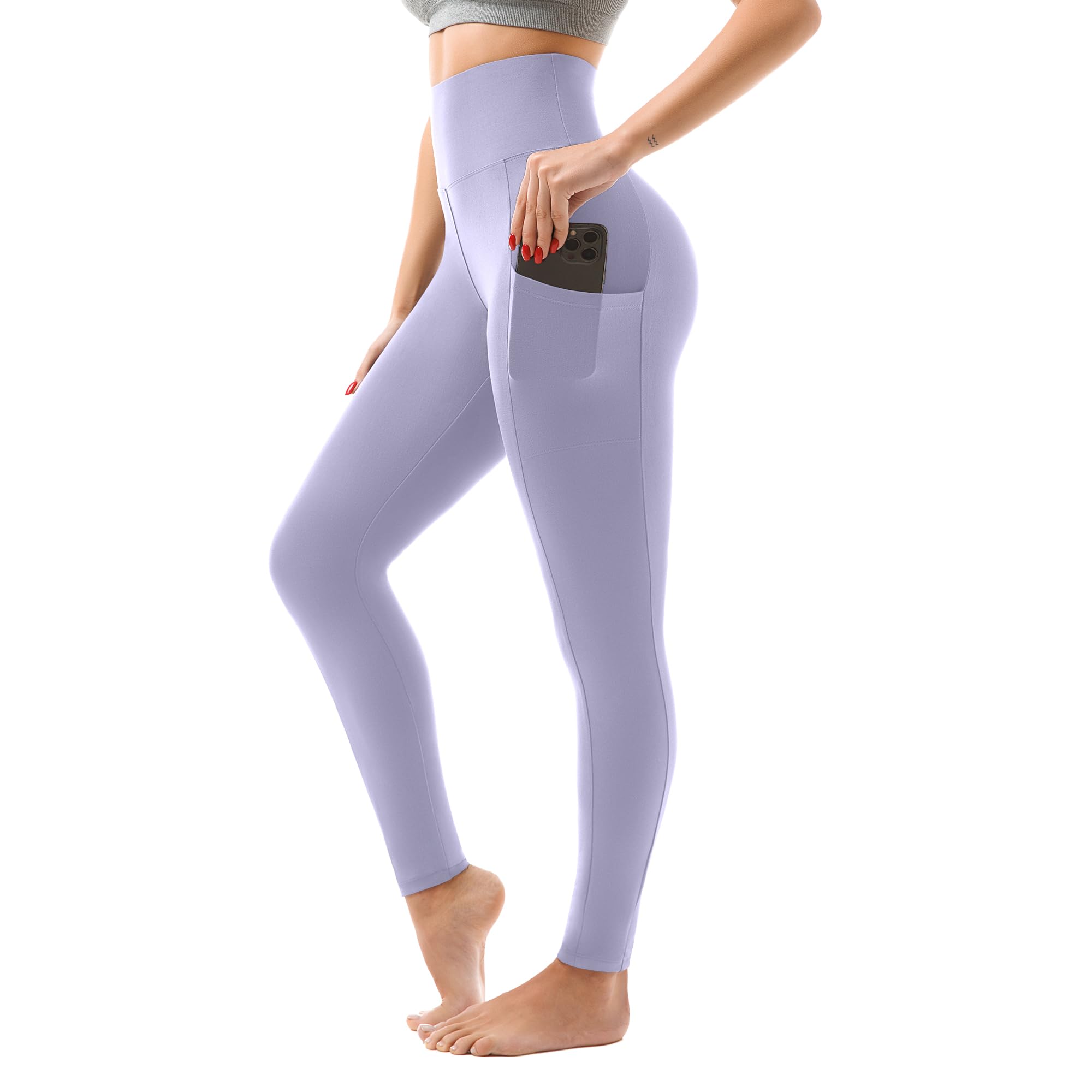 High Waisted Leggings with Pockets Women, Full Length Capri Buttery Soft Stretchy Yoga Pants