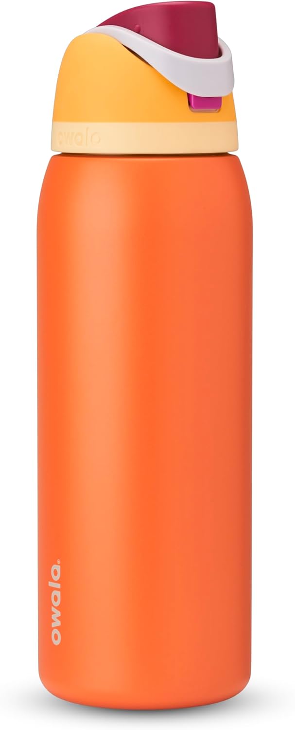 FreeSip Insulated Stainless Steel Water Bottle with Straw, BPA-Free Sports Water Bottle, Great for Travel, 32 Oz, Very, Very Dark