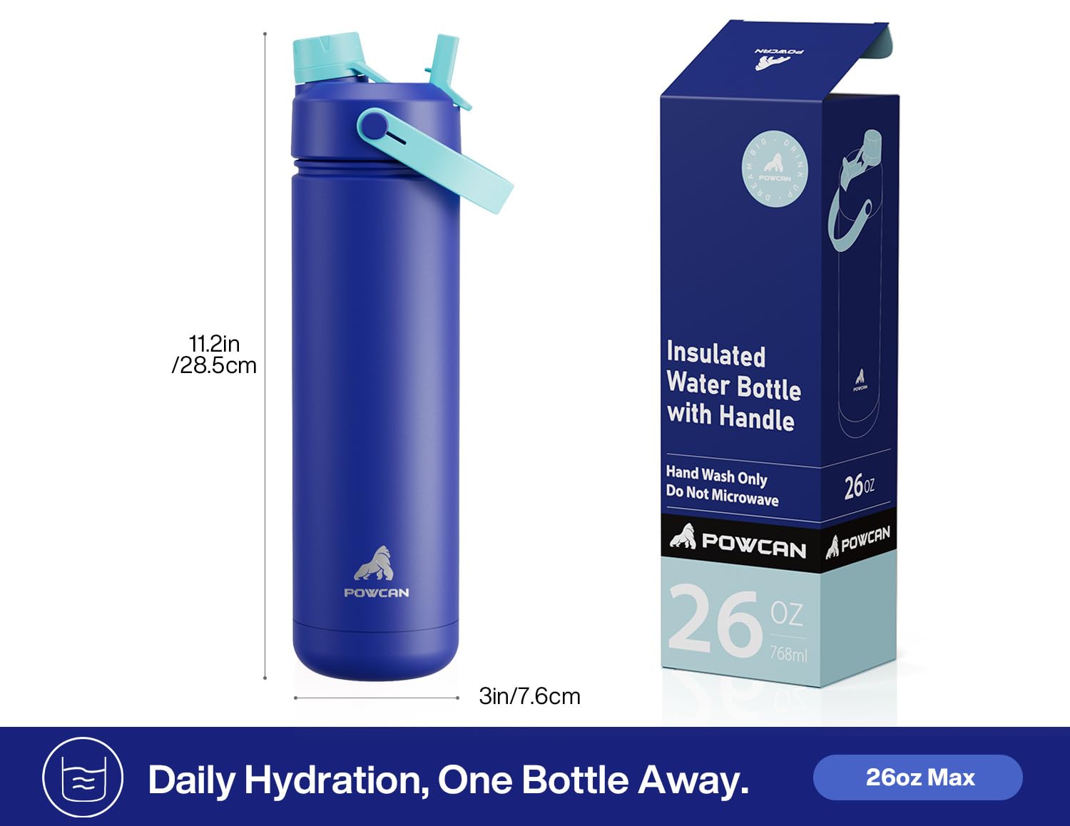 40 oz Insulated Water Bottle with 2-in-1 Straw and Spout Lid (Cotton Candy)