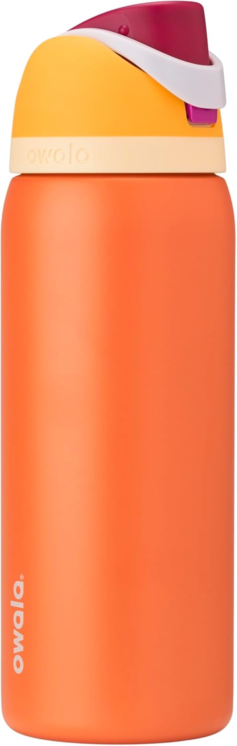FreeSip Insulated Stainless Steel Water Bottle with Straw, BPA-Free Sports Water Bottle, Great for Travel, 32 Oz, Very, Very Dark