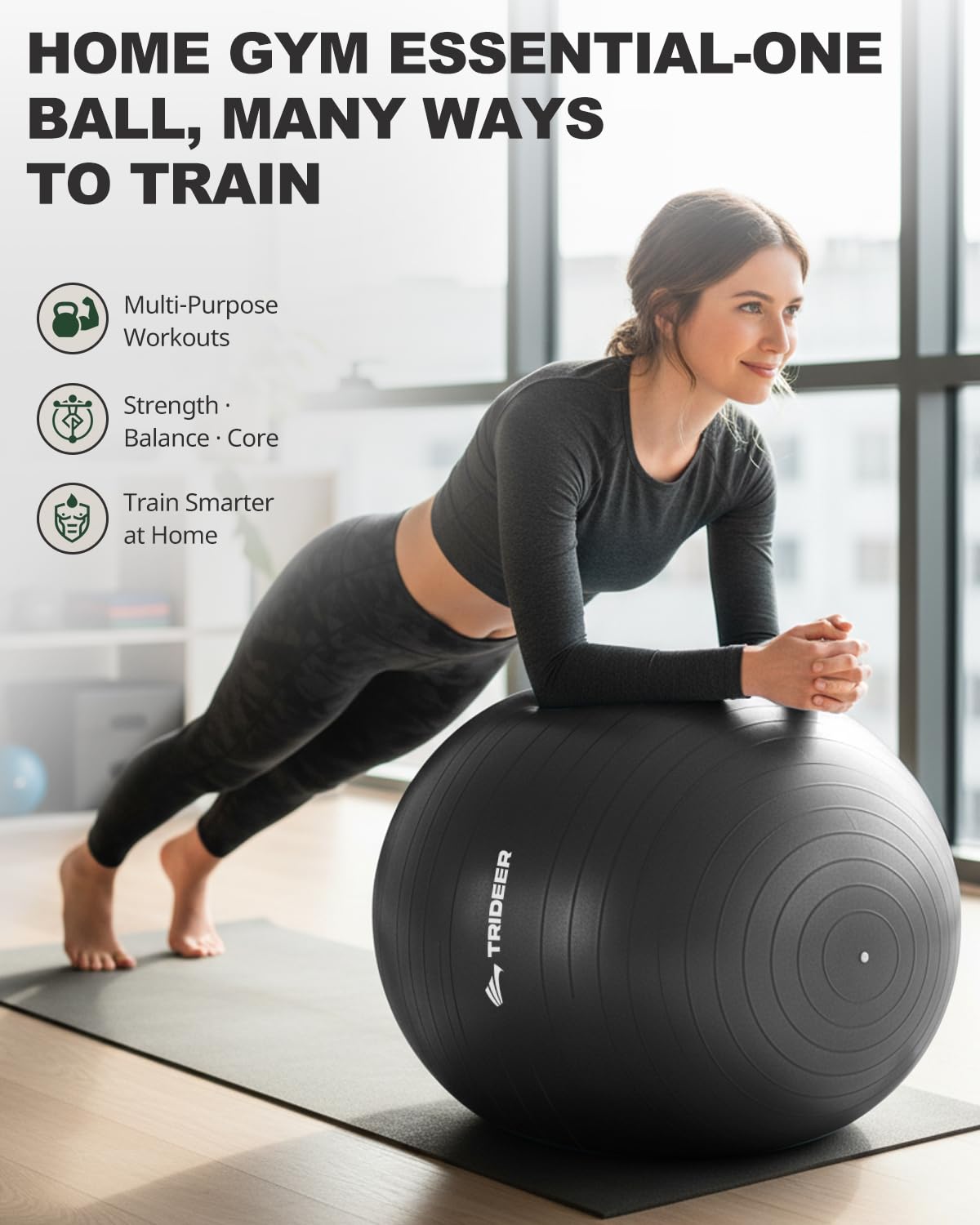 Exercise Ball for Yoga, Pilates & Fitness – Stability Ball Equipment for Home Gym & Office