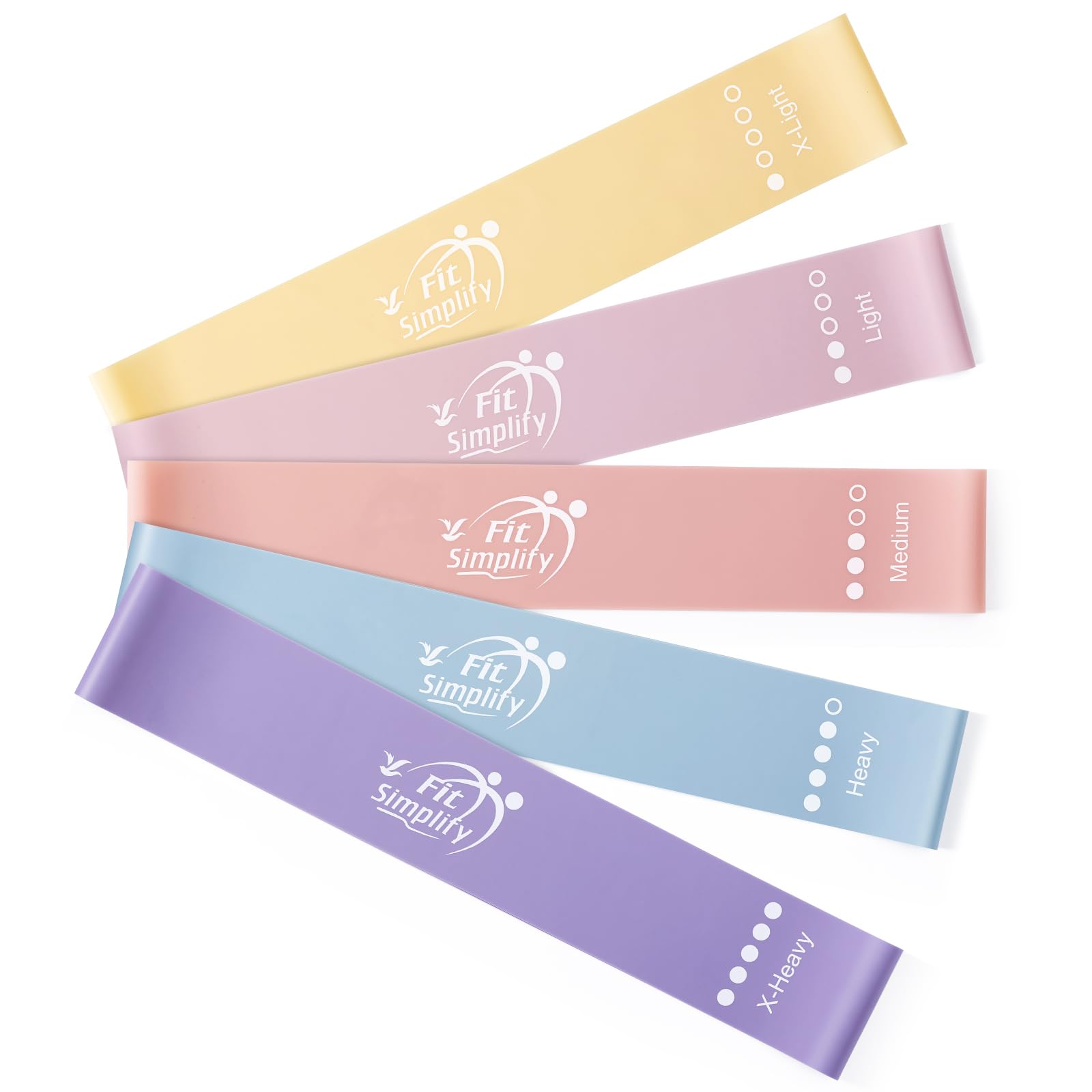 Resistance Loop Exercise Bands with Instruction Guide and Carry Bag, Set of 5