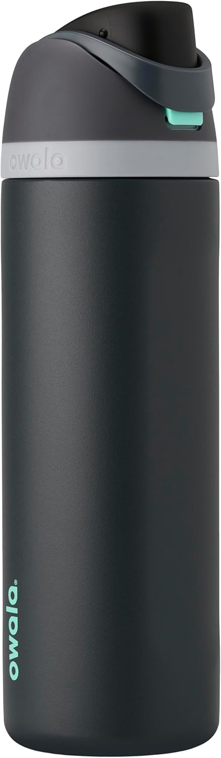 FreeSip Insulated Stainless Steel Water Bottle with Straw, BPA-Free Sports Water Bottle, Great for Travel, 32 Oz, Very, Very Dark
