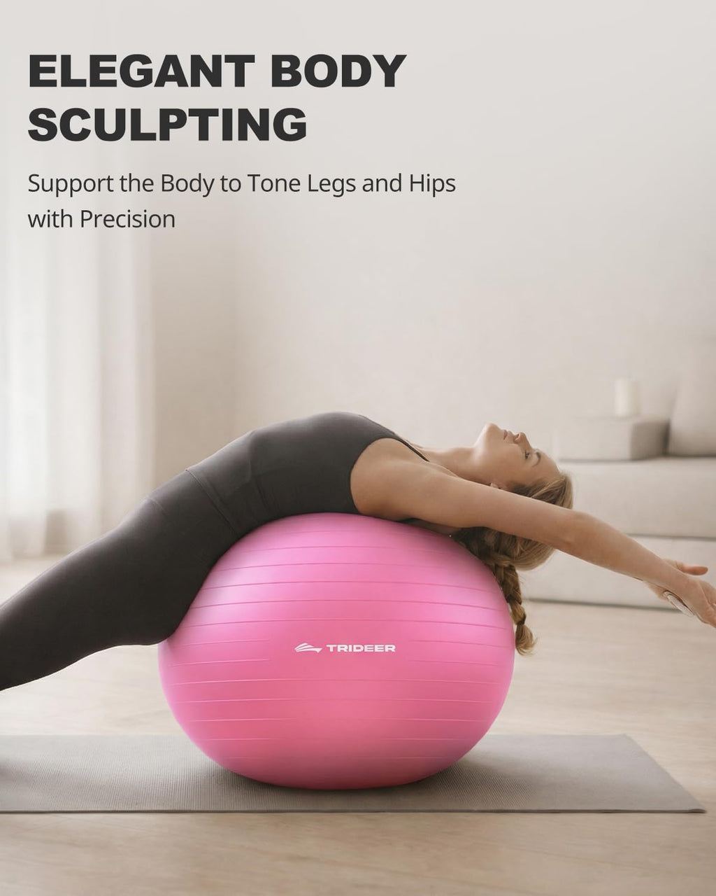 Exercise Ball for Yoga, Pilates & Fitness – Stability Ball Equipment for Home Gym & Office