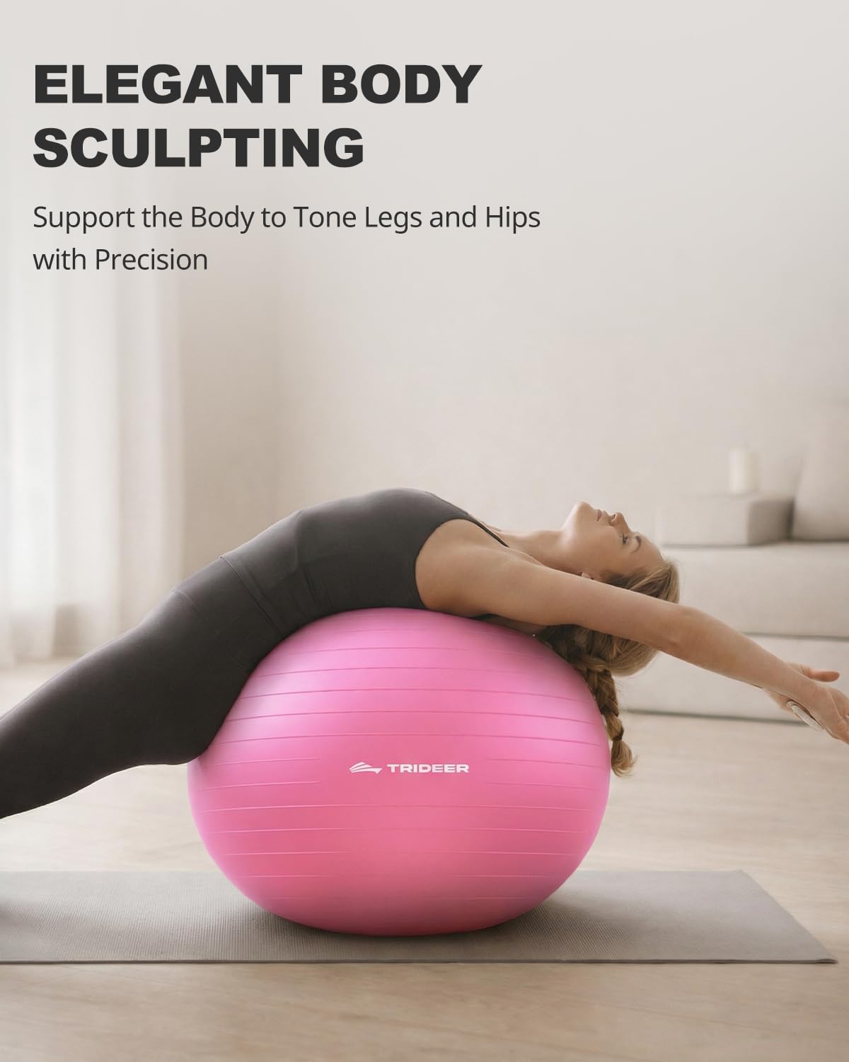 Exercise Ball for Yoga, Pilates & Fitness – Stability Ball Equipment for Home Gym & Office