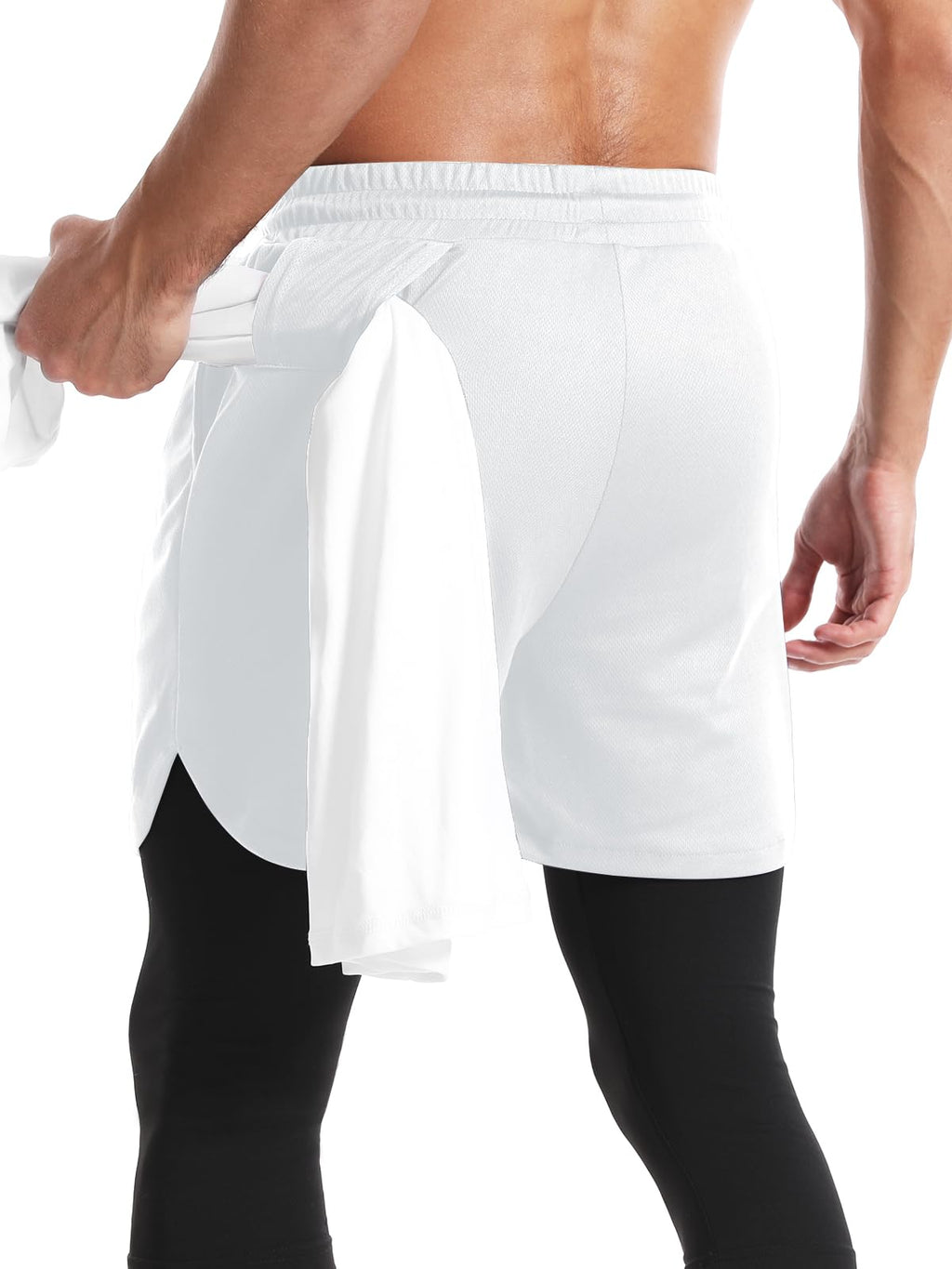 Men's 2 in 1 Running Pants, Gym Workout Compression Pants