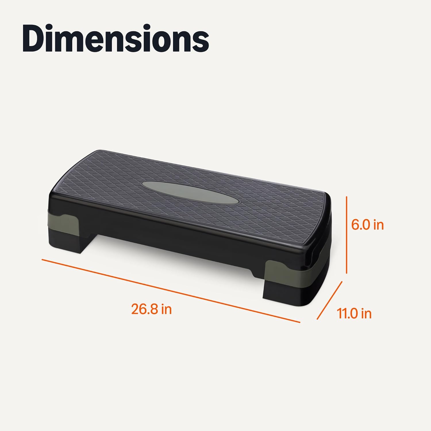 Aerobic Exercise Step Platform, Adjustable Workout Stepper for Home Fitness, 27", Black/Grey