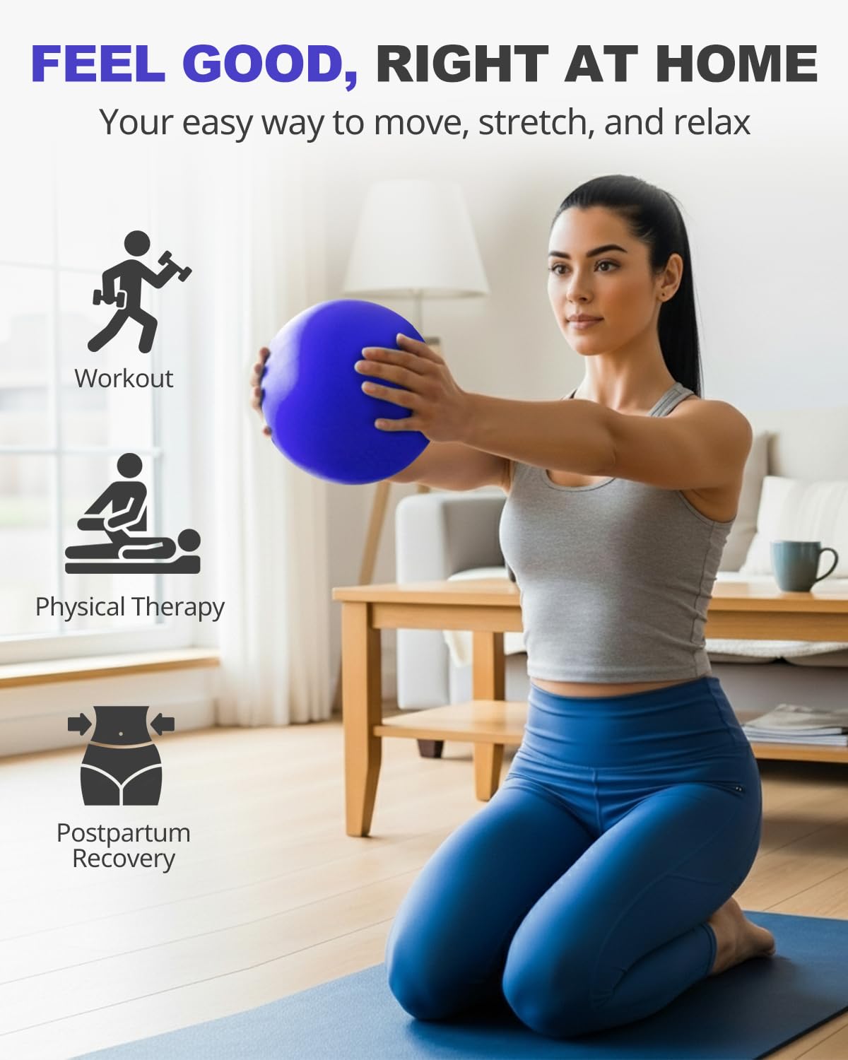 Exercise Ball for Yoga, Pilates & Fitness – Stability Ball Equipment for Home Gym & Office