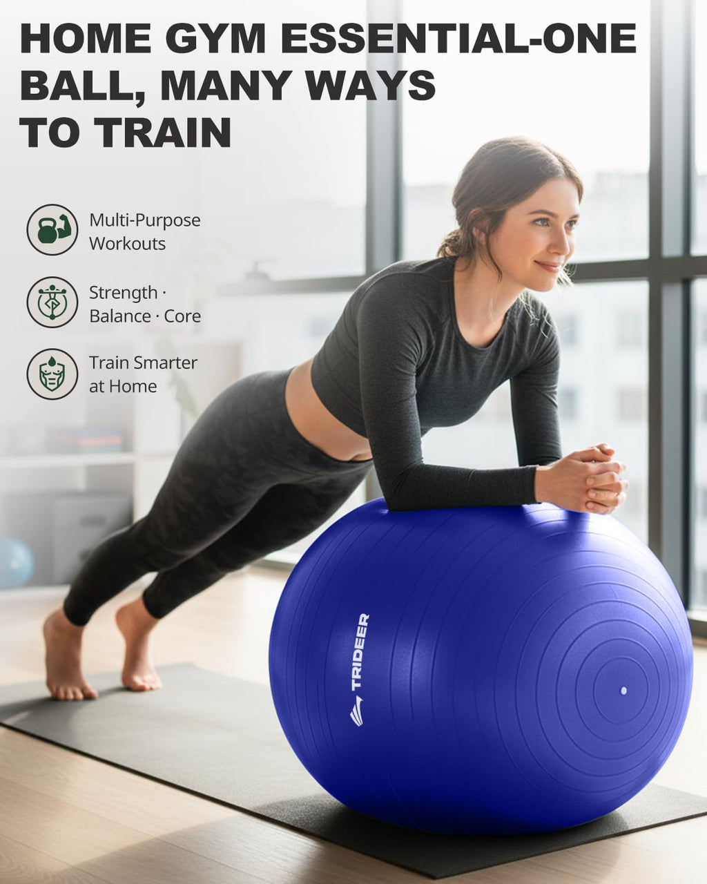 Exercise Ball for Yoga, Pilates & Fitness – Stability Ball Equipment for Home Gym & Office