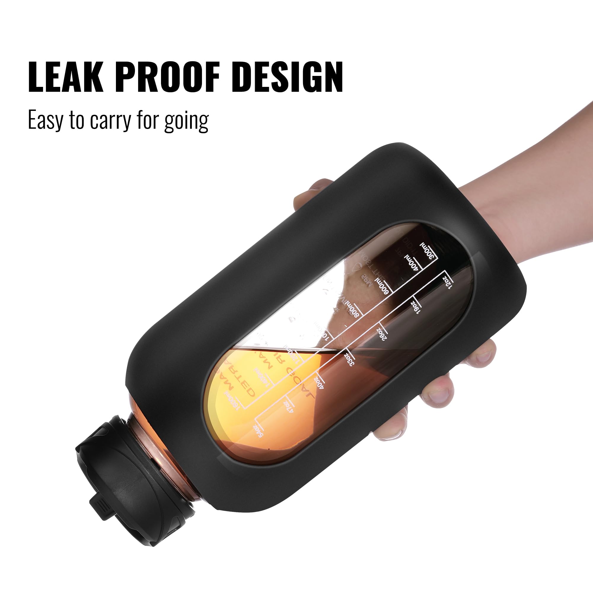 40 oz Glass Water Bottle with Straw and Handle