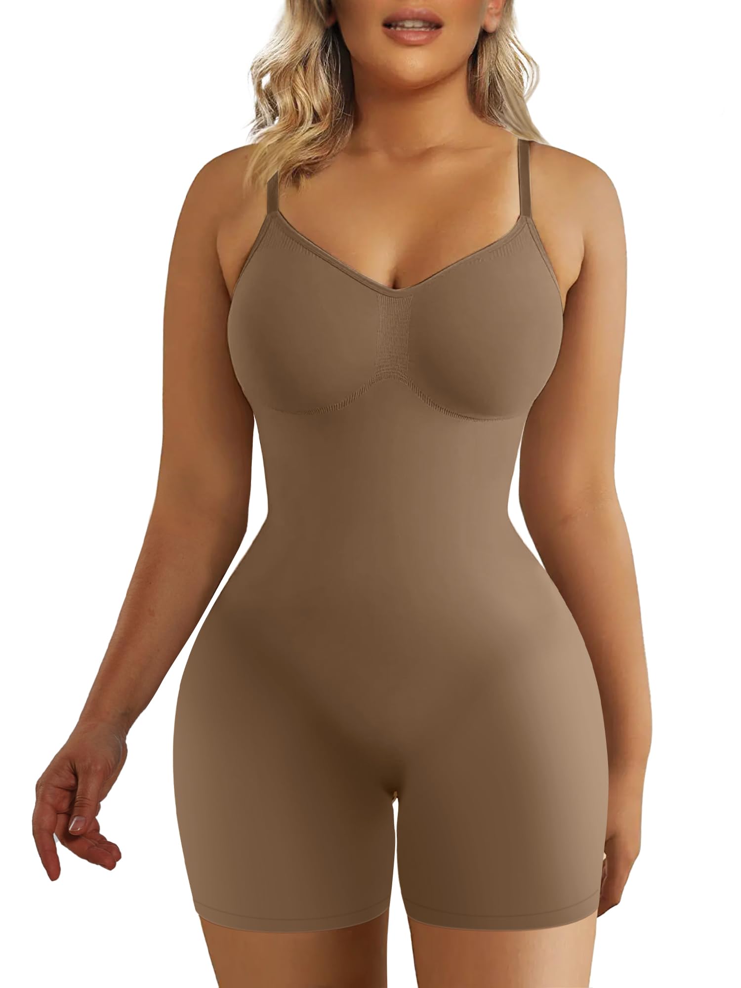 Women Tummy Control Bodysuit Mid Thigh Body Shaper Shorts for a Lifted Look