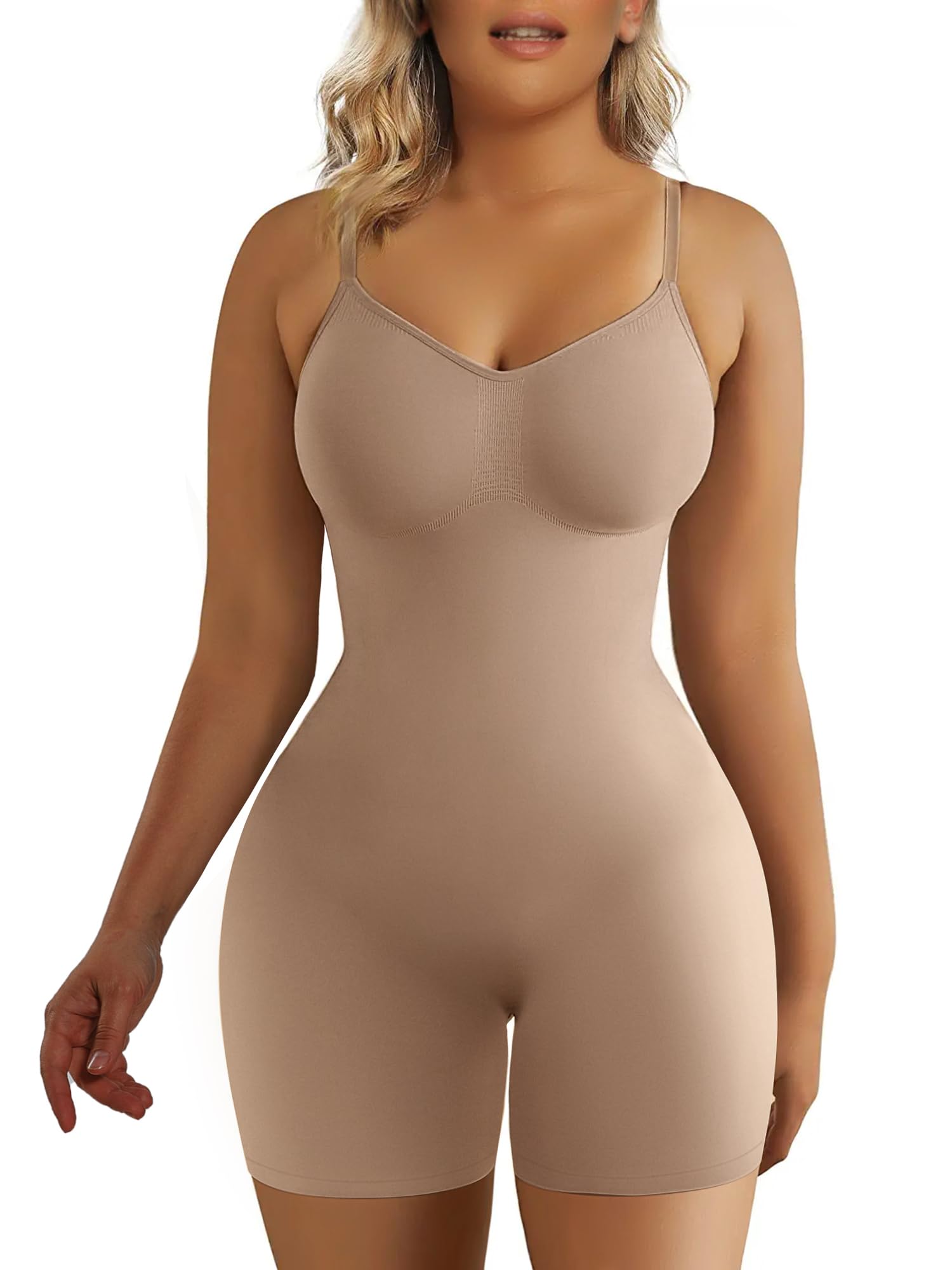 Women Tummy Control Bodysuit Mid Thigh Body Shaper Shorts for a Lifted Look