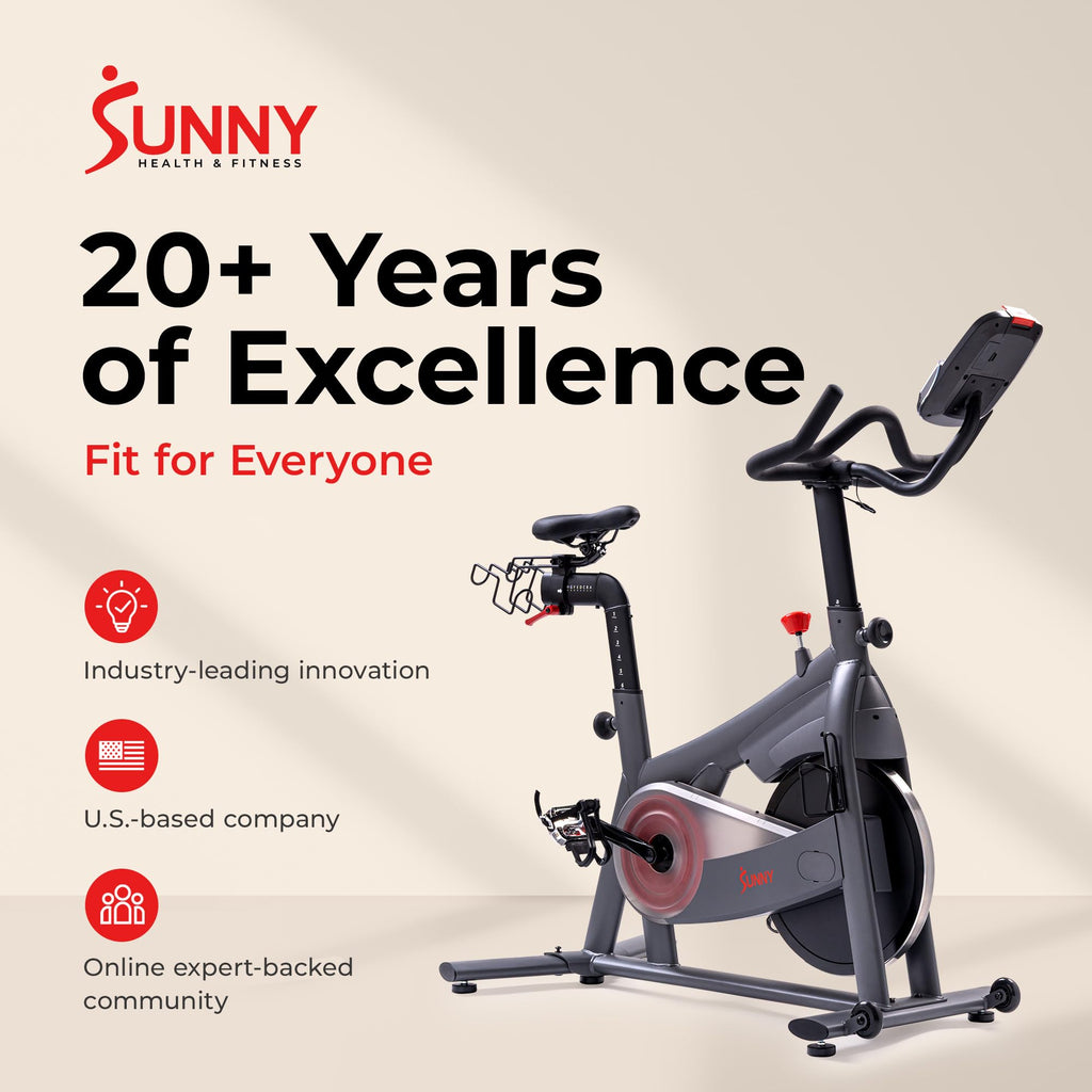Fitness Smart Magnetic Indoor Cycling Bike, Stationary Exercise Cardio Equipment, Free SunnyFit Training App