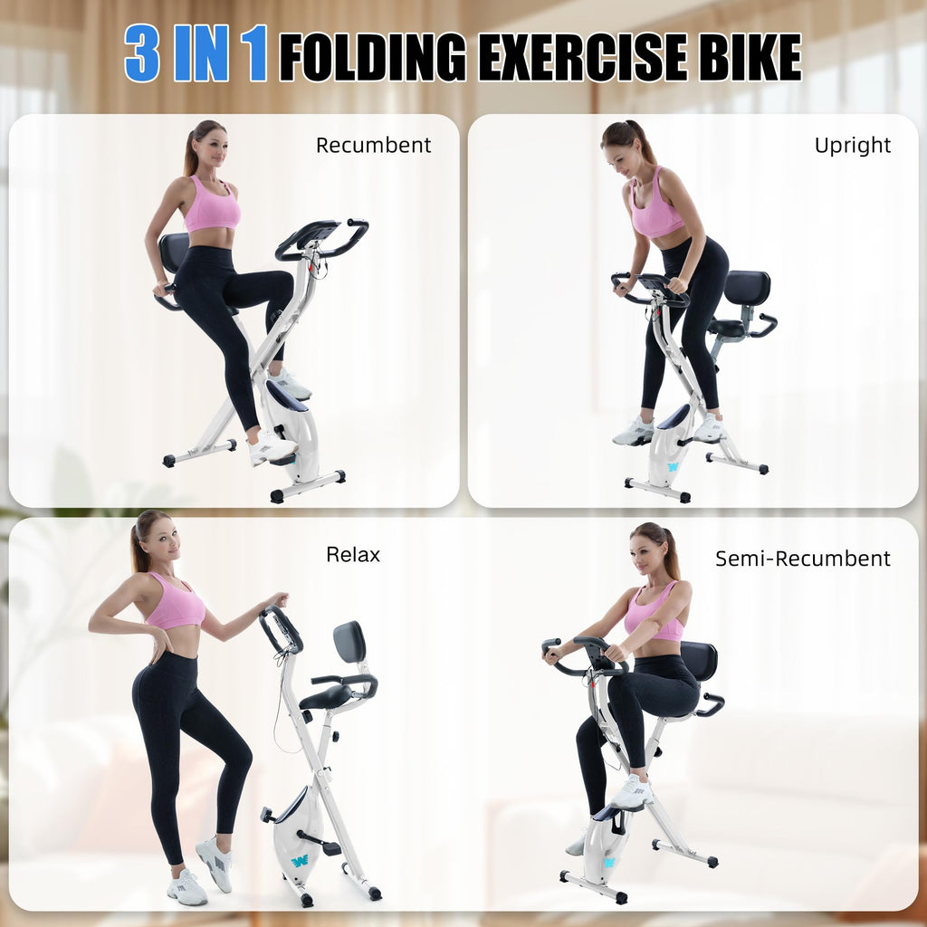 Stationary Exercise Bike for Home Workout, 5 IN 1 Foldable Indoor Cycling Bike