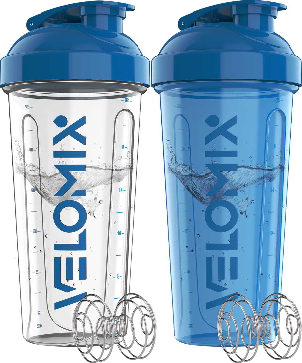 2 Pack- 28 oz Protein Shaker Bottles for Protein Mixes - 2x Wire Whisk | Leak Proof Shaker Cups for Protein Shakes
