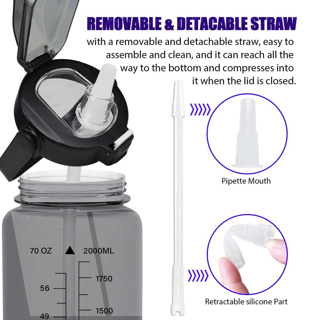 Half Gallon Water Bottle with Sleeve, 64OZ Motivational Water Bottle