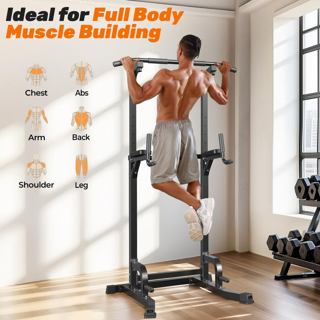 Pull Up Bar Station, 450LBS Stable Pull Up Dip Station for Home Gym Strength Training Equipment | FED Fitness