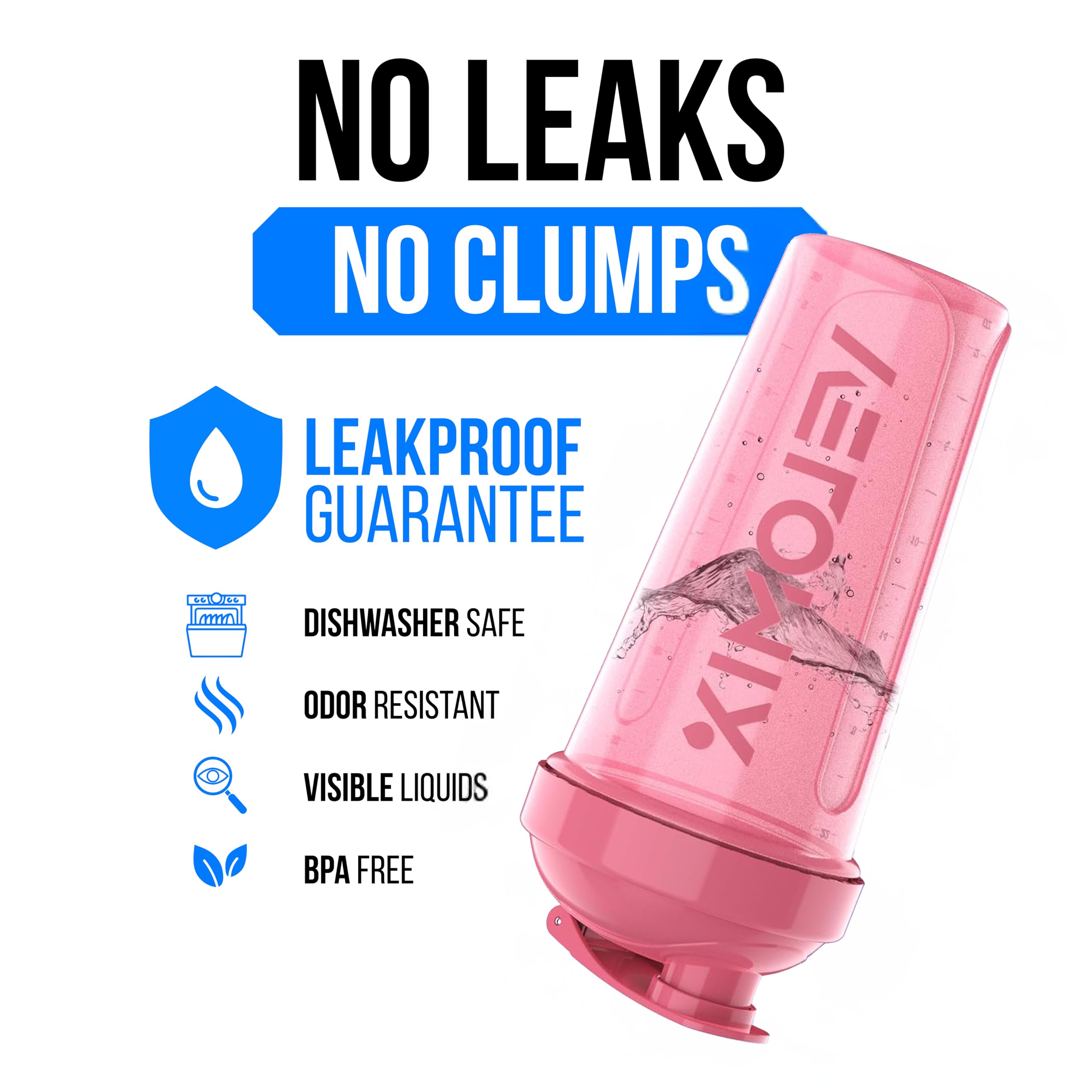 2 Pack- 28 oz Protein Shaker Bottles for Protein Mixes - 2x Wire Whisk | Leak Proof Shaker Cups for Protein Shakes