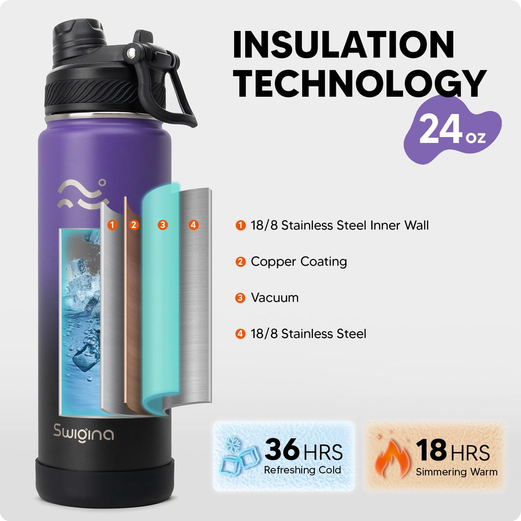 Insulated Water Bottle with Silicone Boot (36hrs Cold/18hrs Hot)